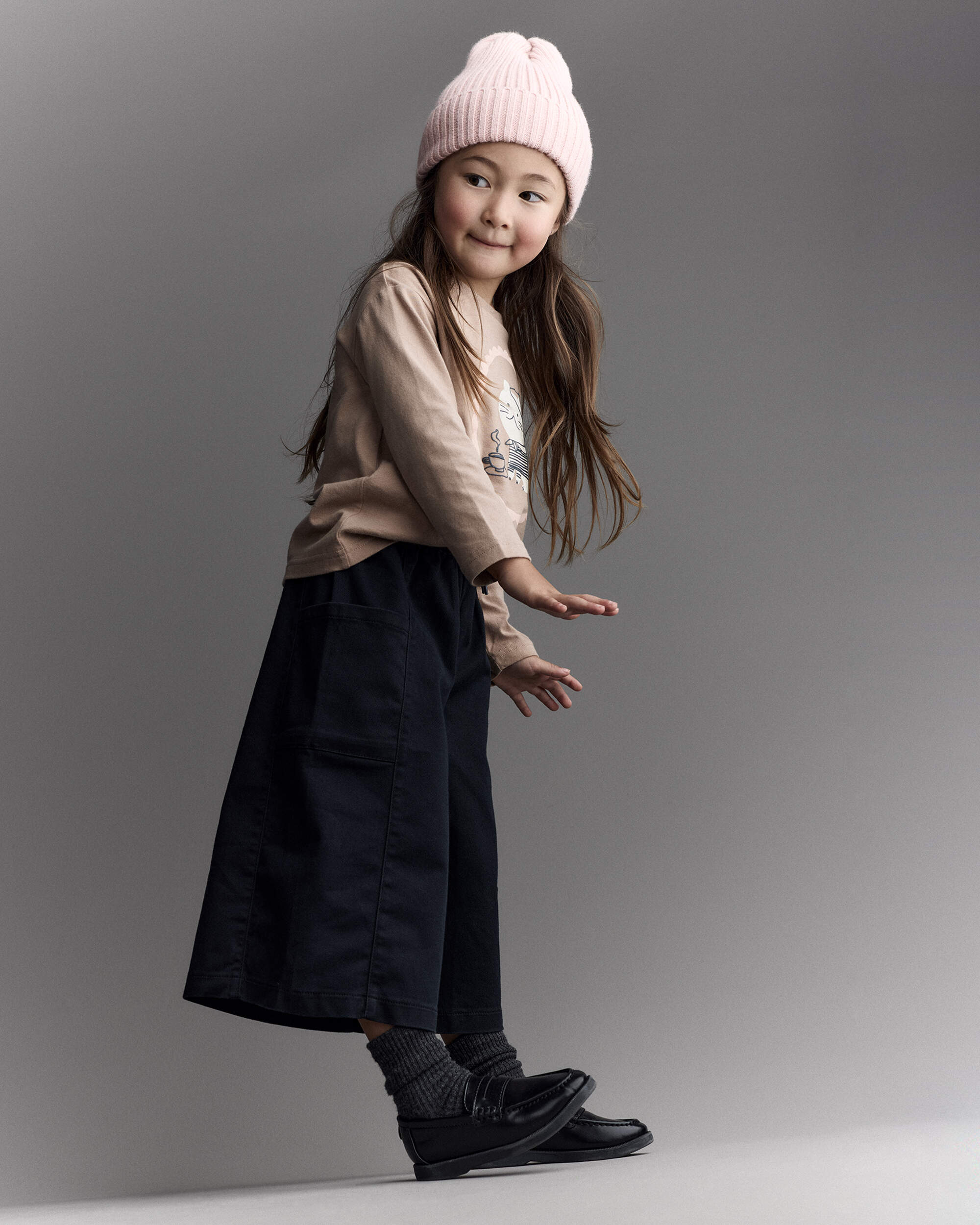 Toddler Girl Cocoa Cat Long-Sleeve Graphic Tee - Tan