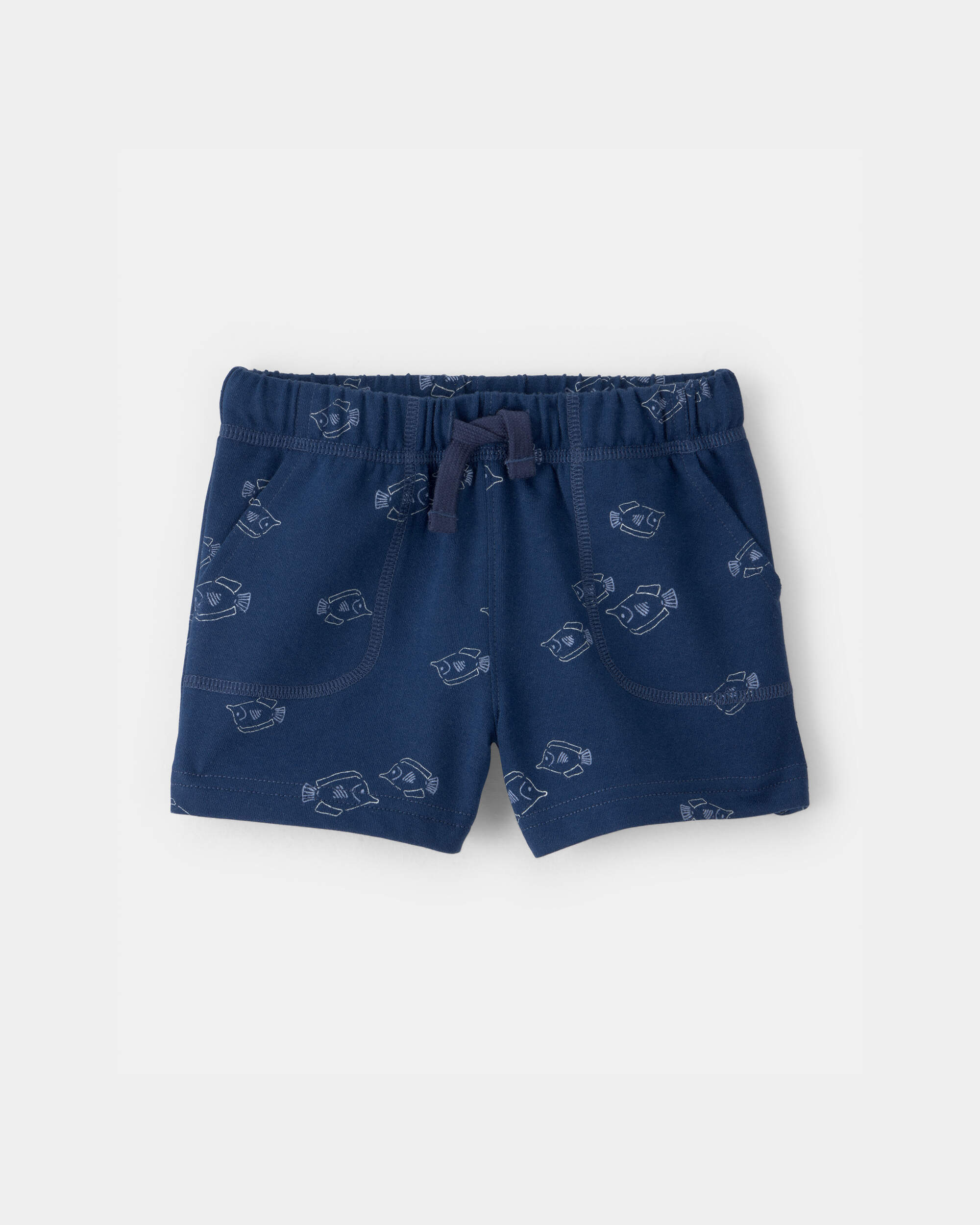 Baby Boy Fish French Terry Shorts - Blue