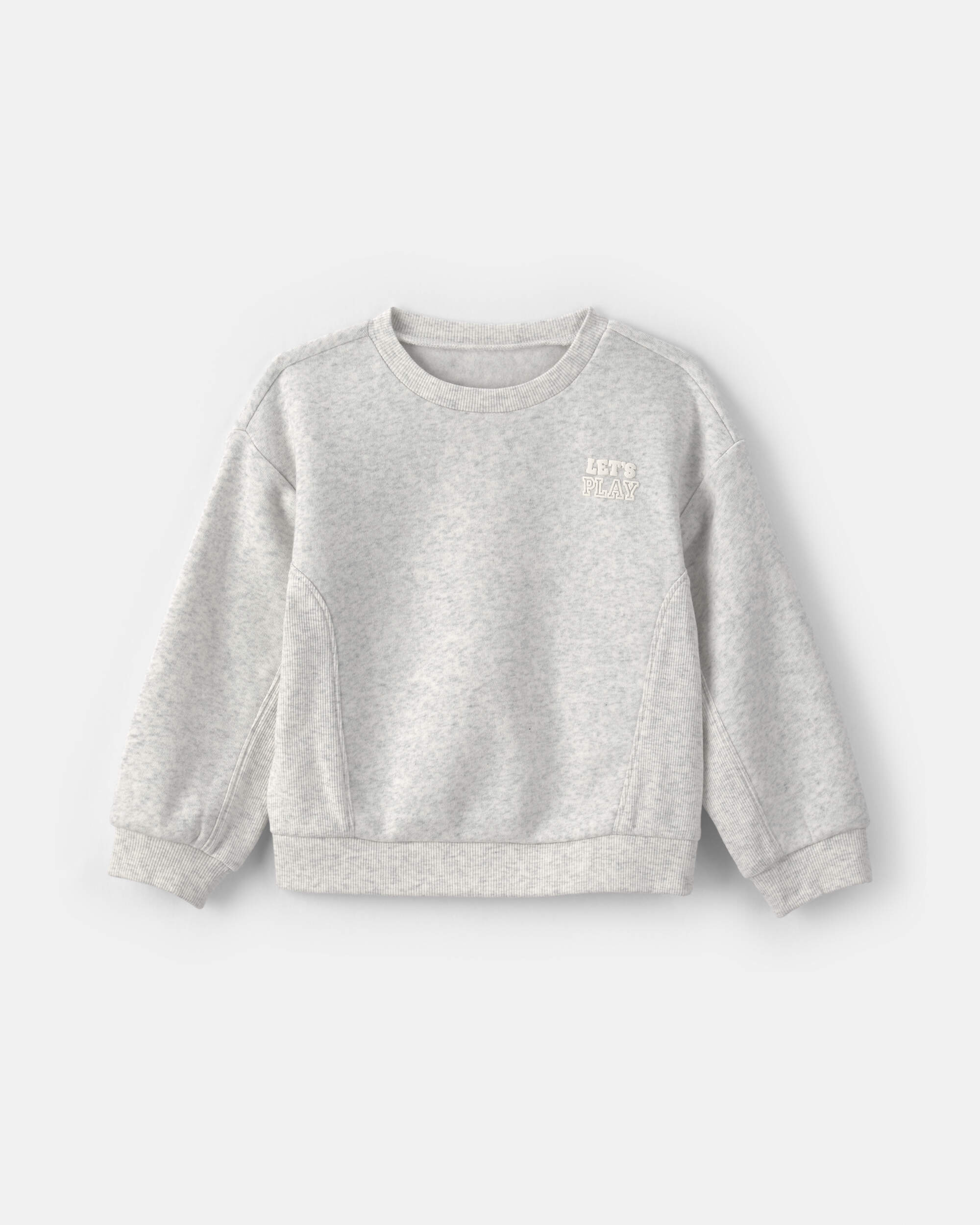 Toddler Girl 'Let's Play' Fleece Pullover Sweatshirt - Grey