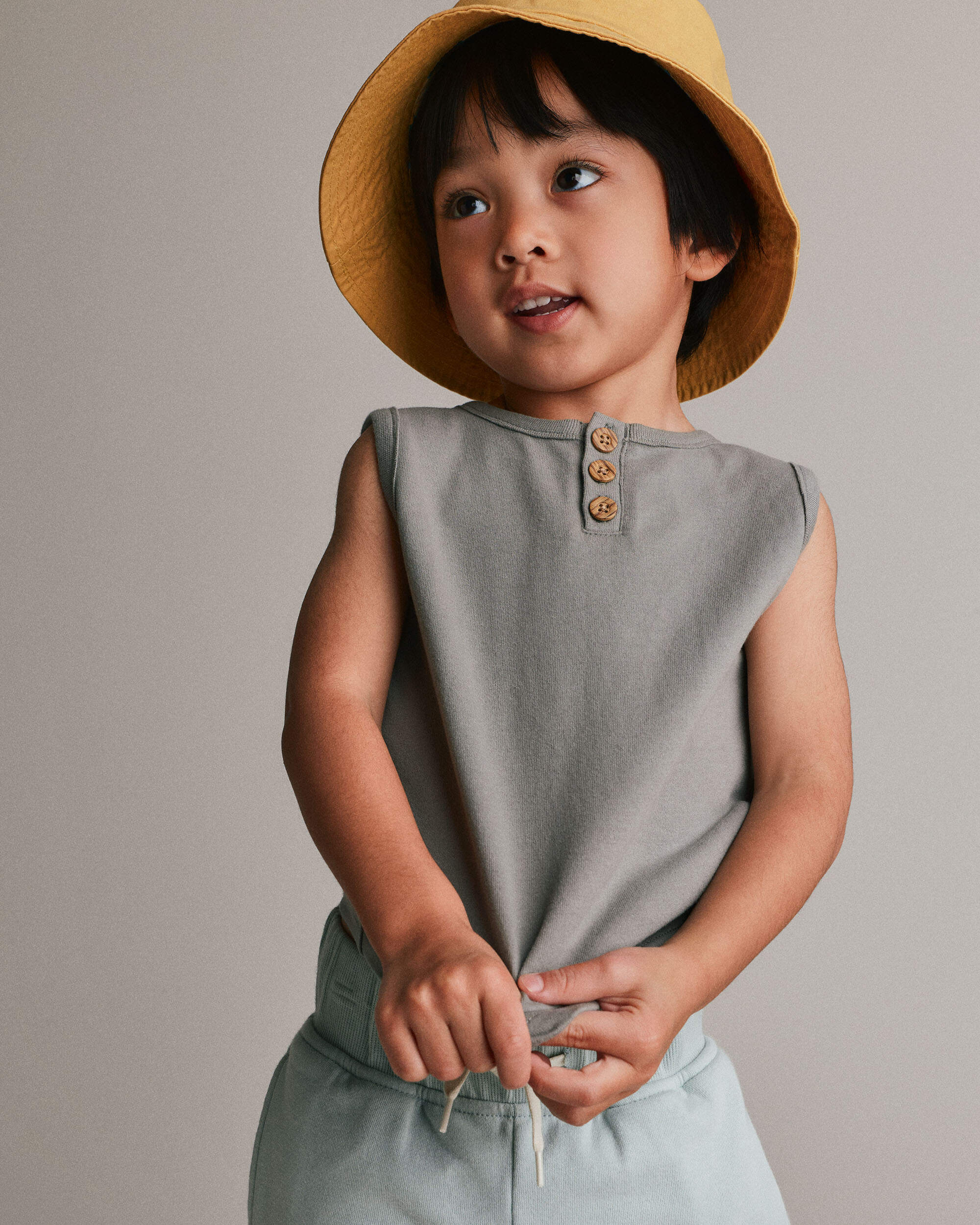 Toddler Boy Henley Tank - Sage
