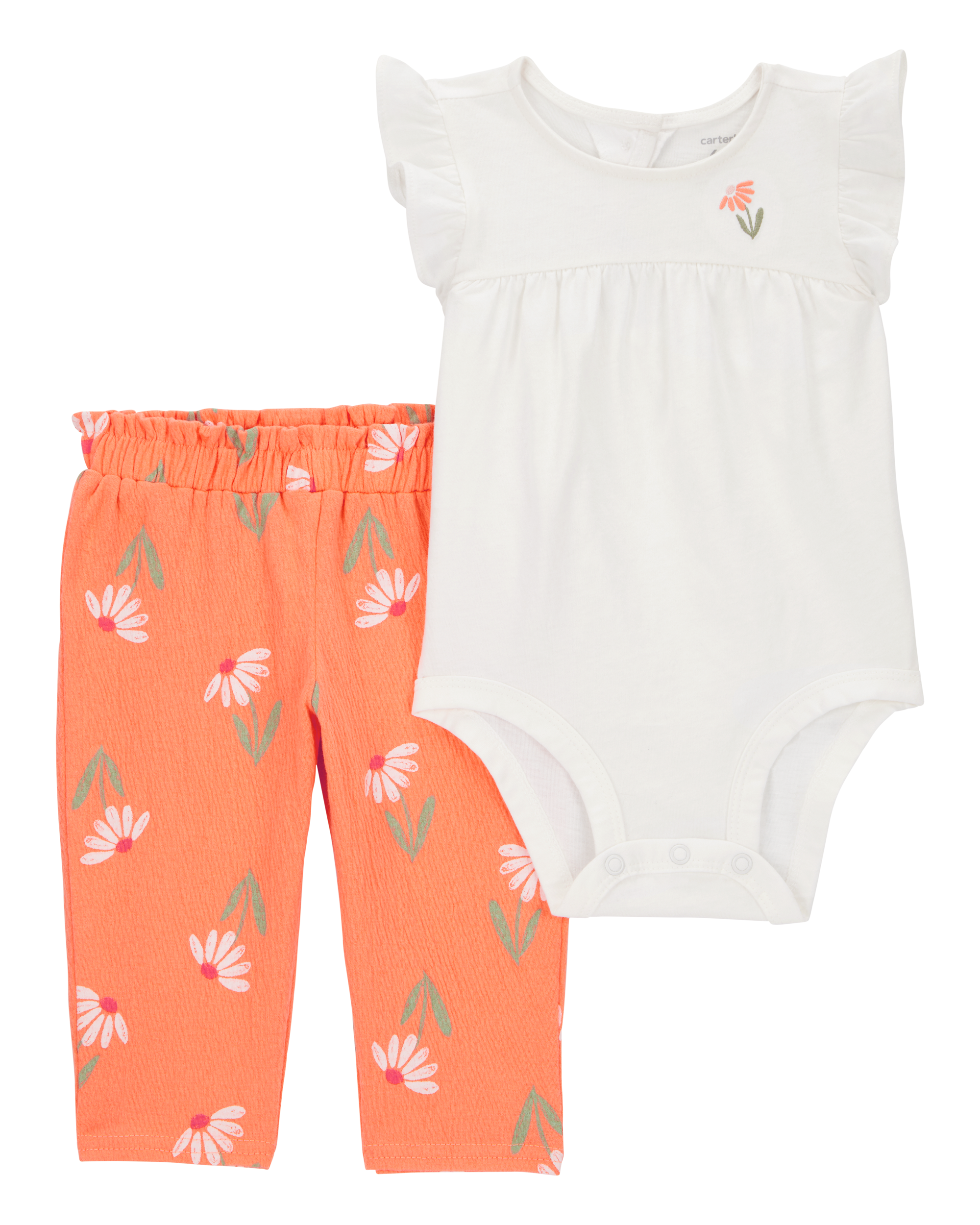 Baby 2-Piece Floral Peplum Bodysuit Pant Set