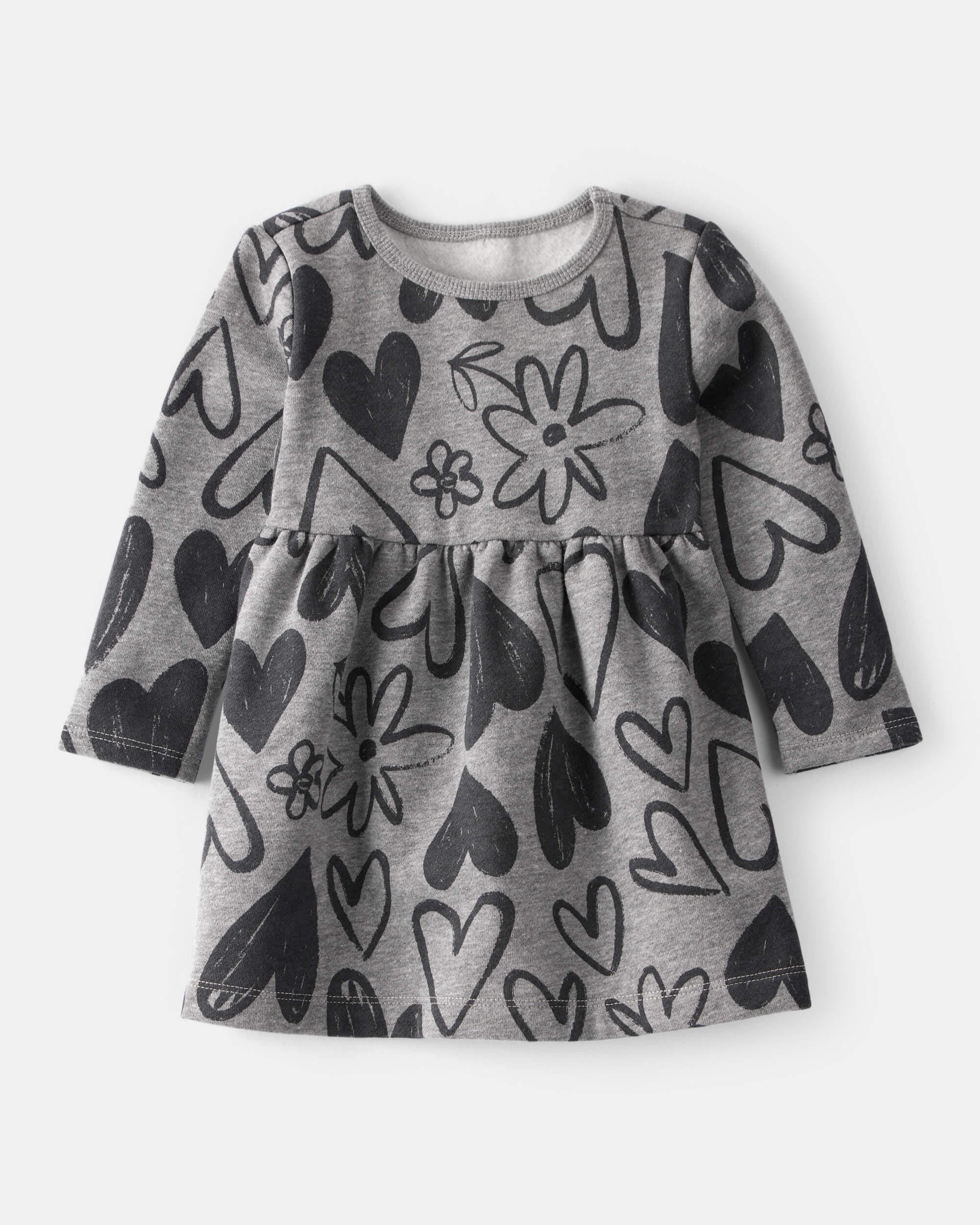 Baby Girl DayDream Fleece Heart Knit Dress - Grey