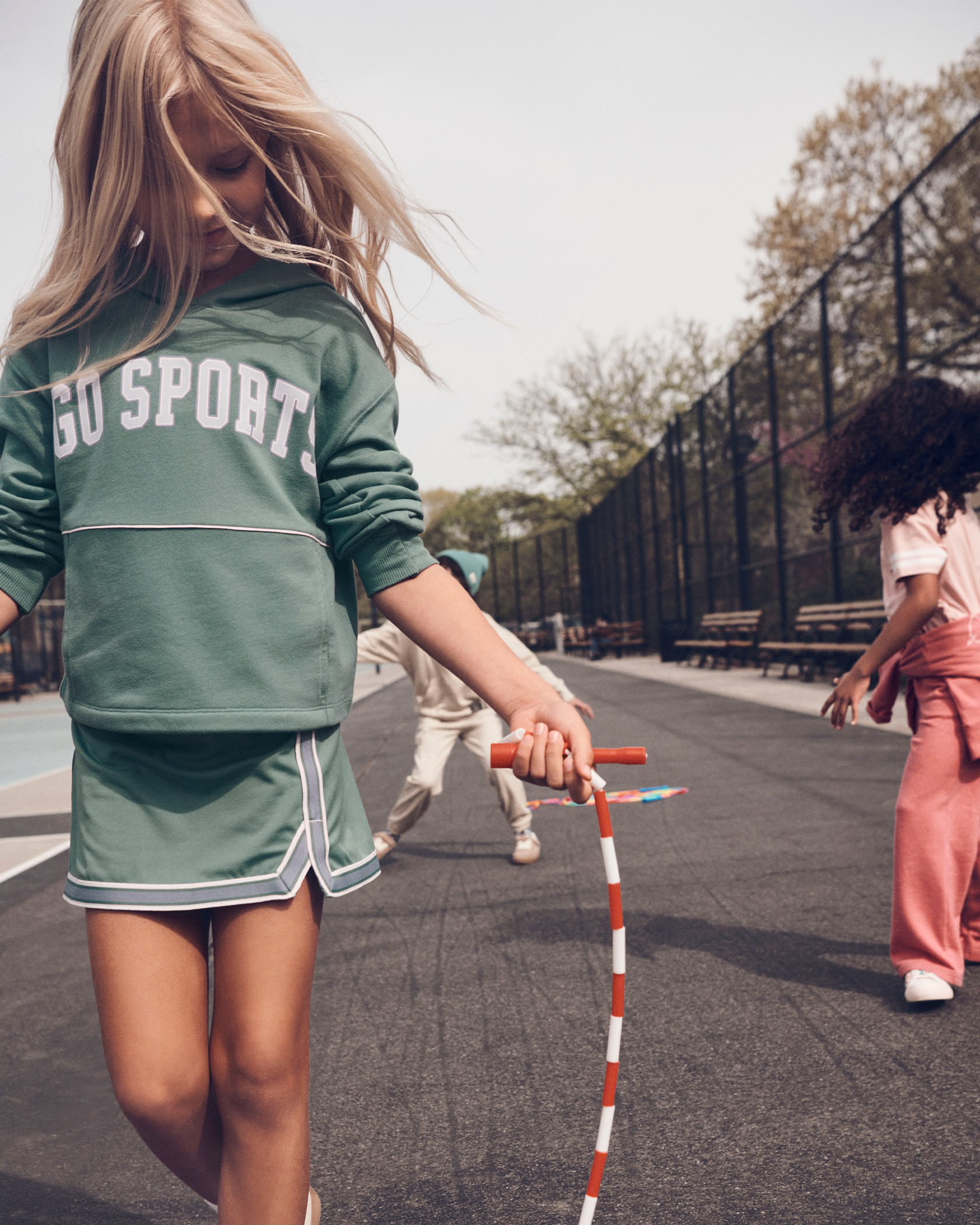 Girls Go Sports Cotton Long-Sleeve Hoodie - Green