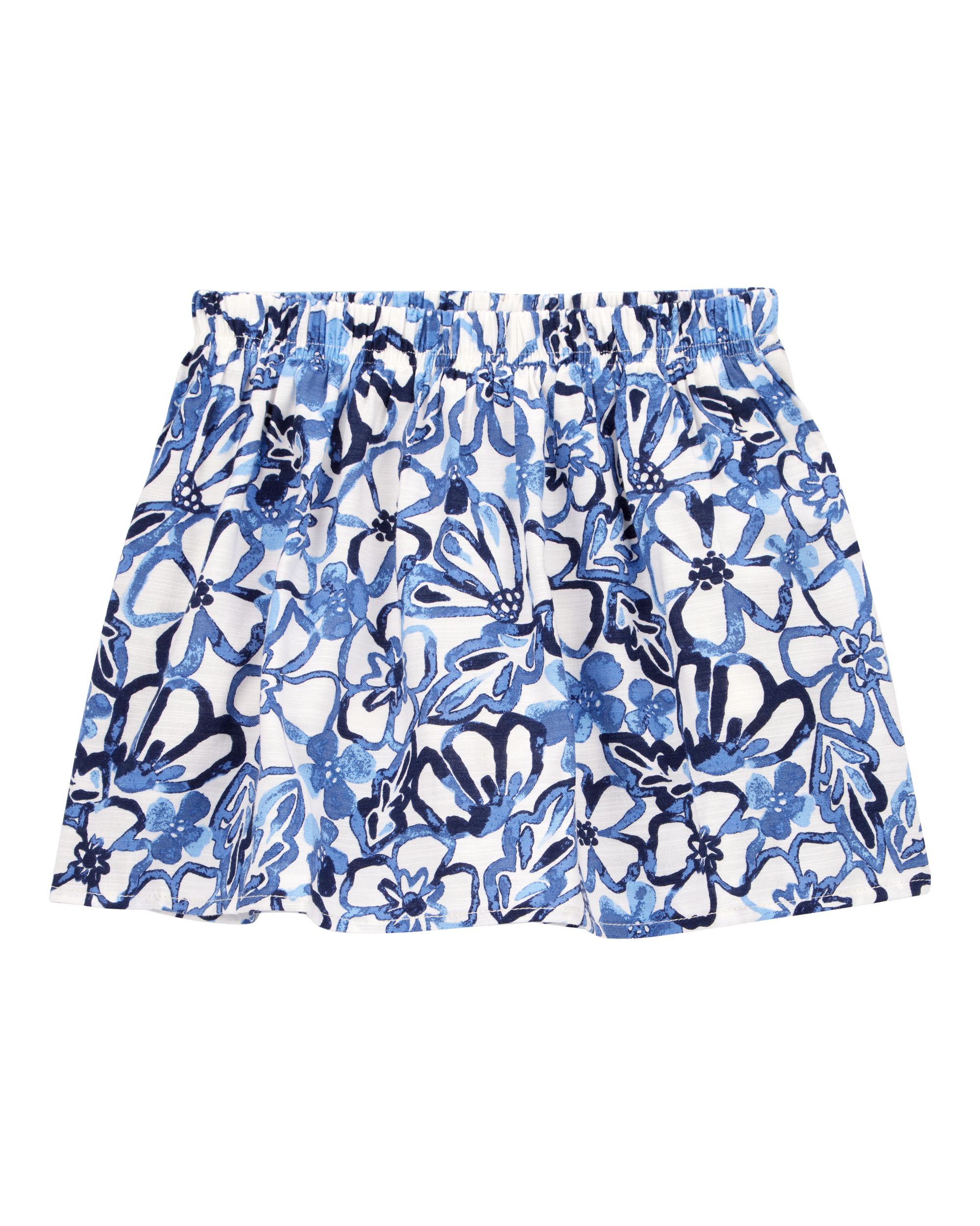 Toddler Floral Linen Look-alike Pull-On Skort - Blue