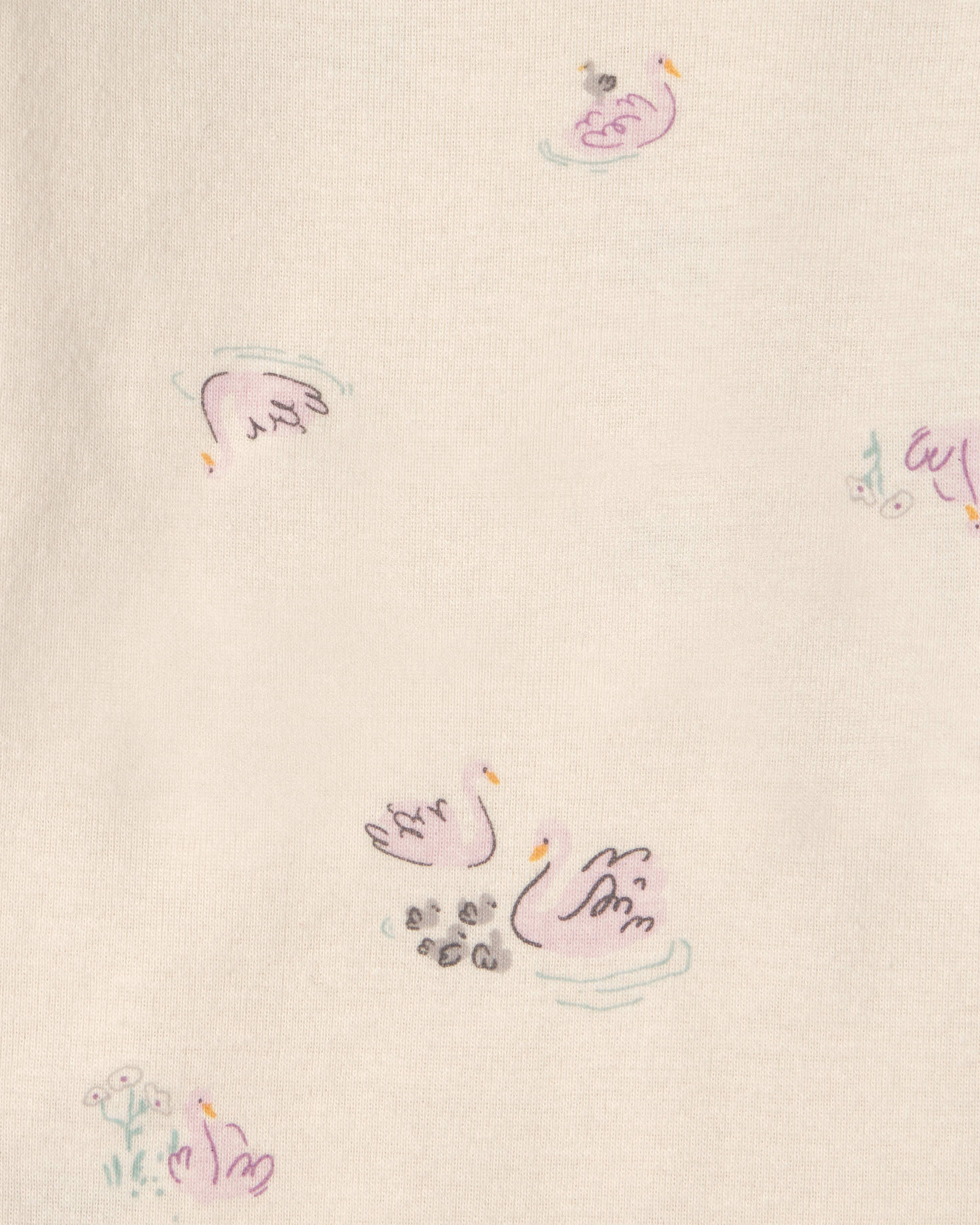 Baby Girl 4-Pack Swan Floral Long-Sleeve Bodysuits - Grey/Purple/Ivory