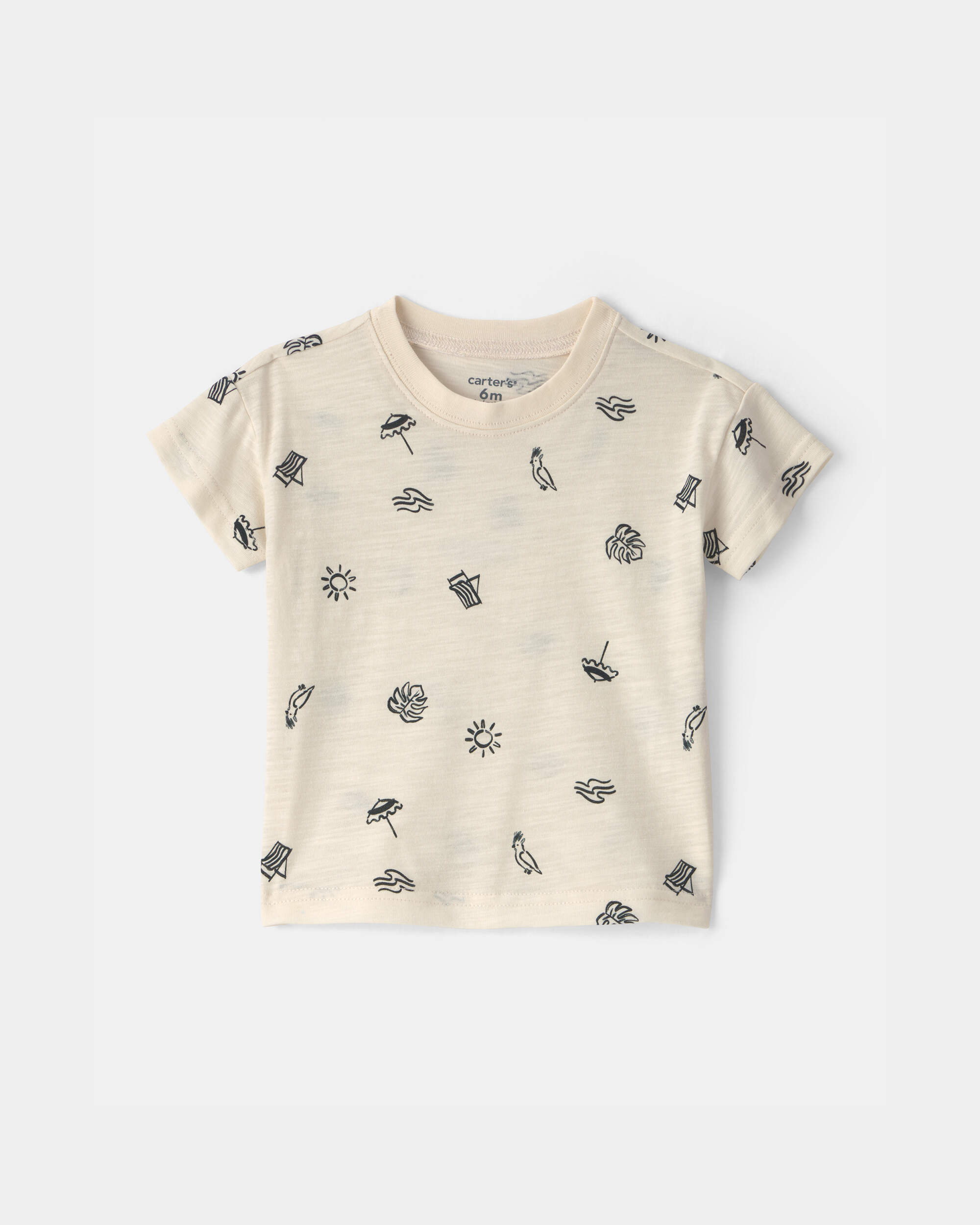 Baby Boy 2-Piece Beach Romper Set - Black/Ivory