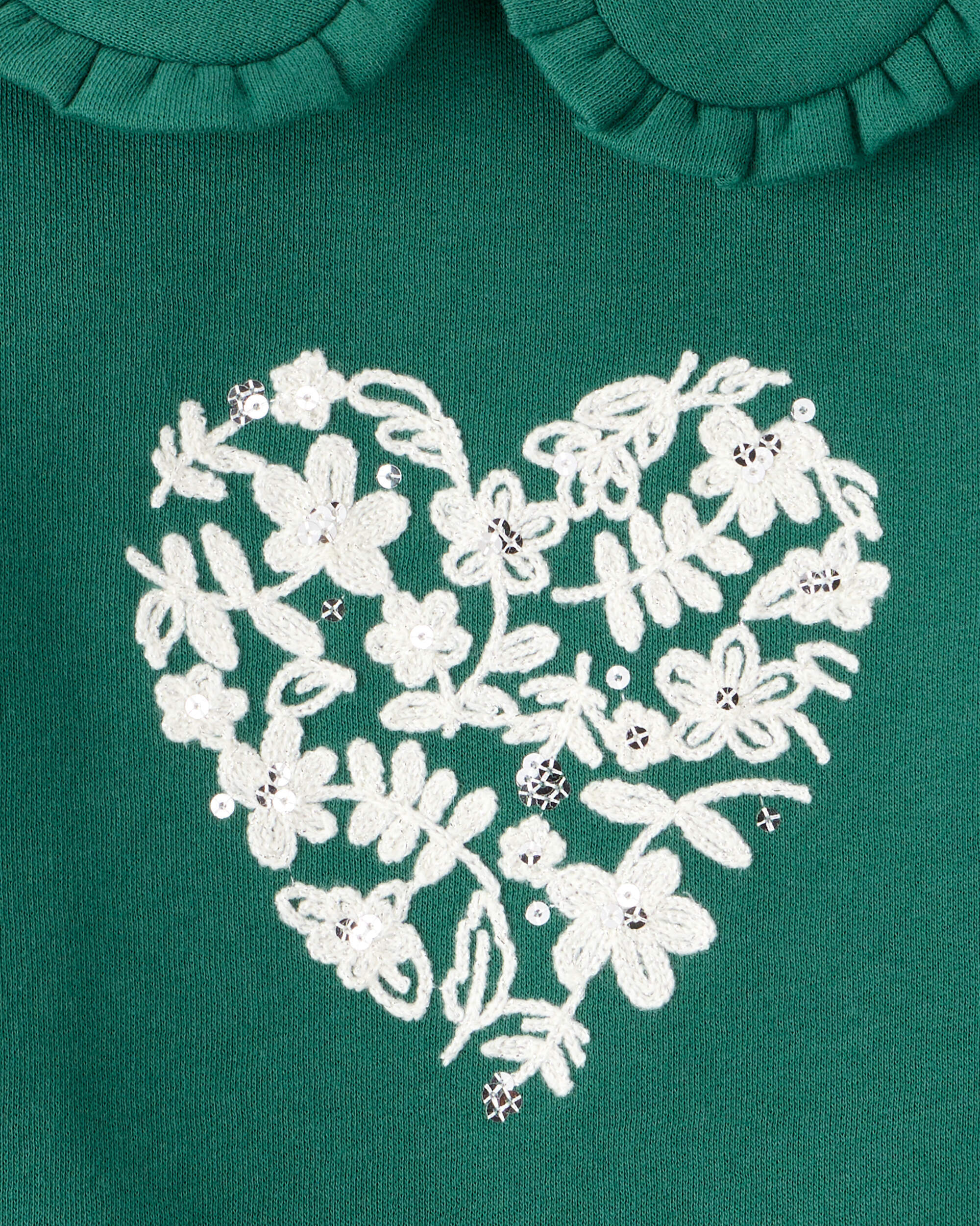 Toddler Girl Heart Long-Sleeve Pullover Sweatshirt - Green