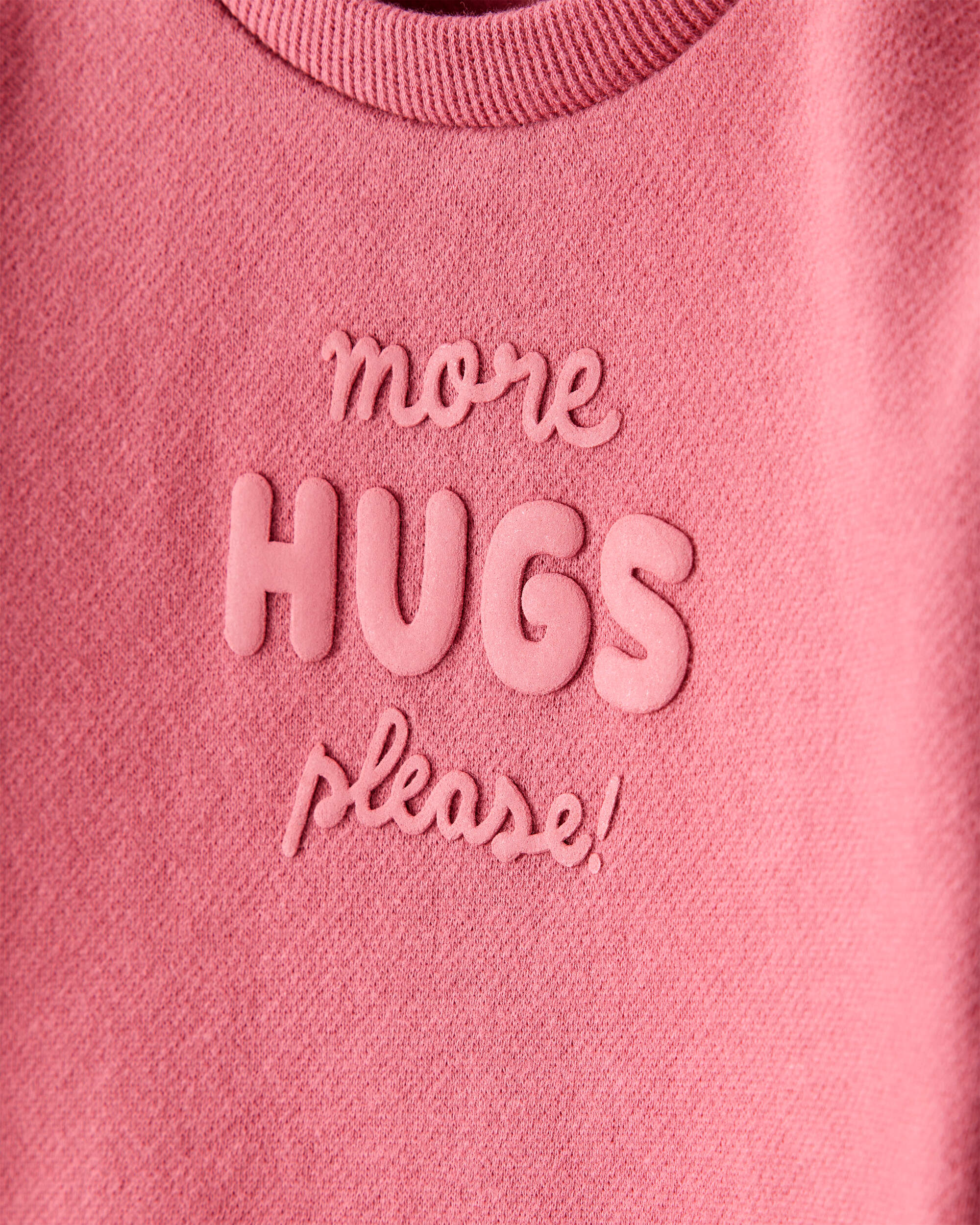 Baby Girl More Hugs Please Long-Sleeve Pullover Sweatshirt - Pink