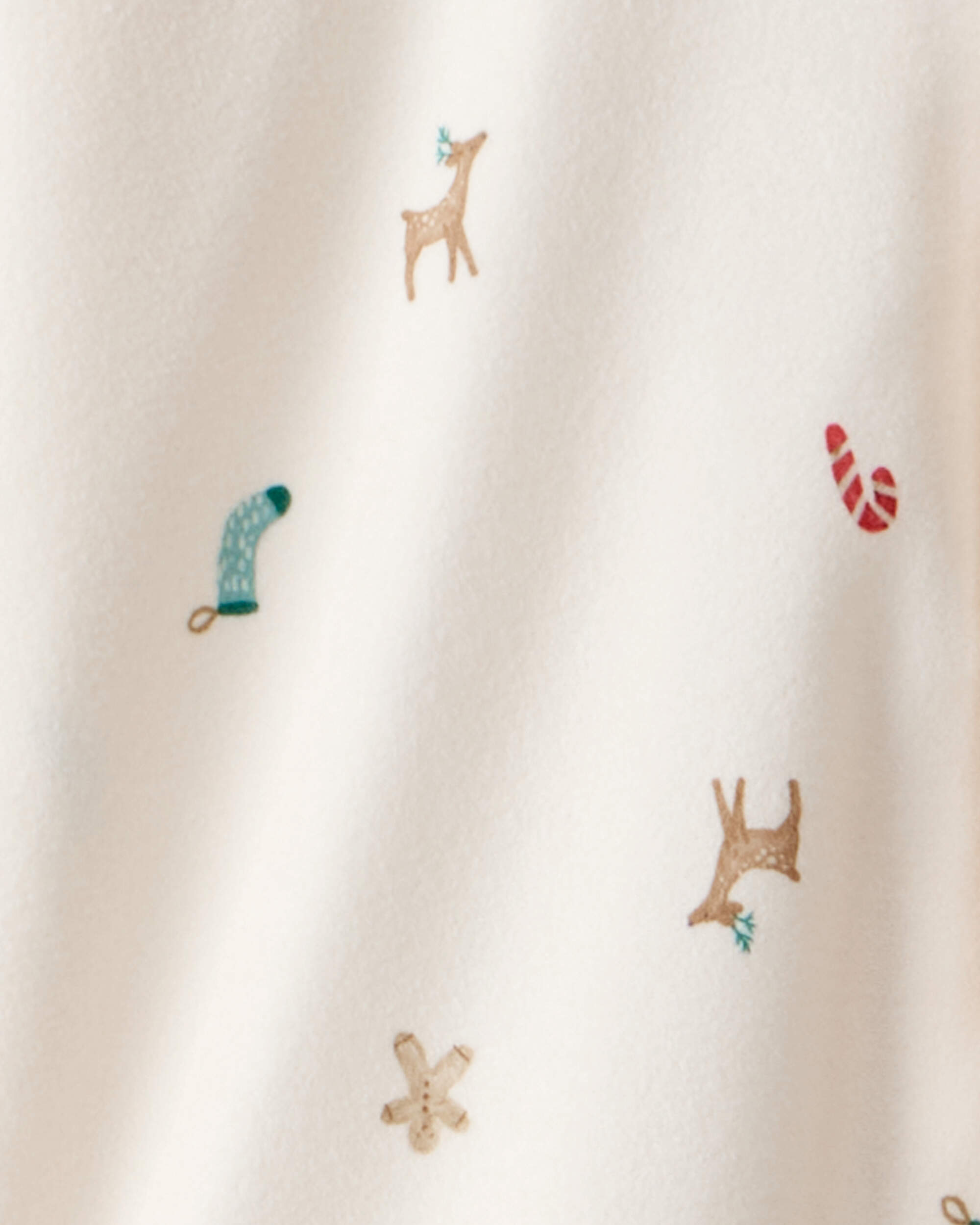 Kid Christmas Print Fleece Long-Sleeve Loose Fit 2-Piece pyjamas - White