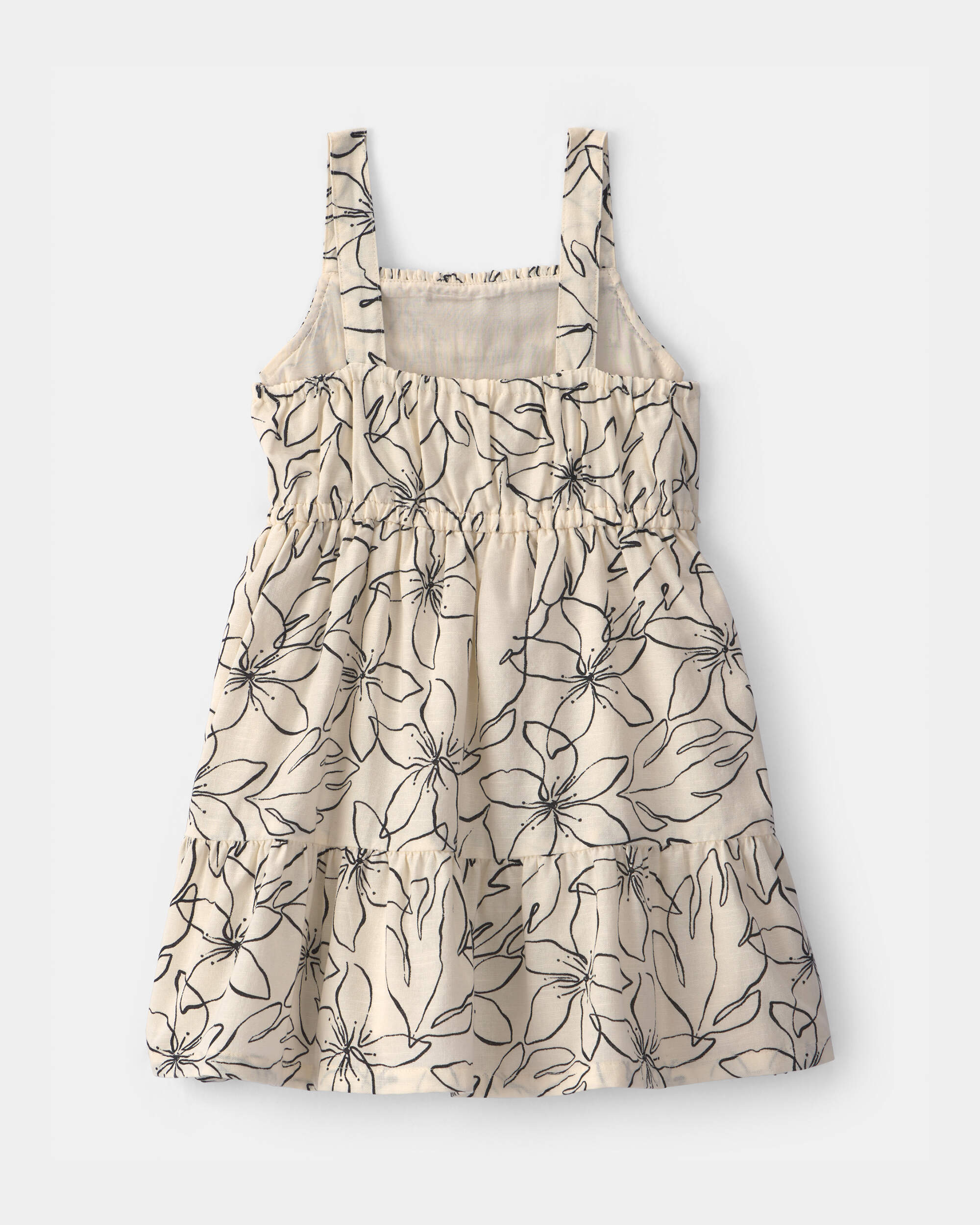 Toddler Girl Floral Sleeveless Dress - Cream/Black