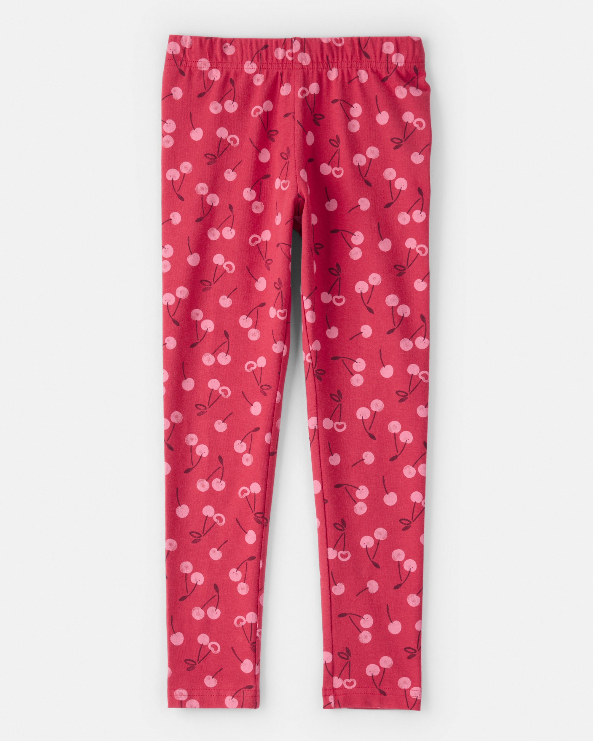 Girls Cherry Pull-On Stretch Leggings - Pink