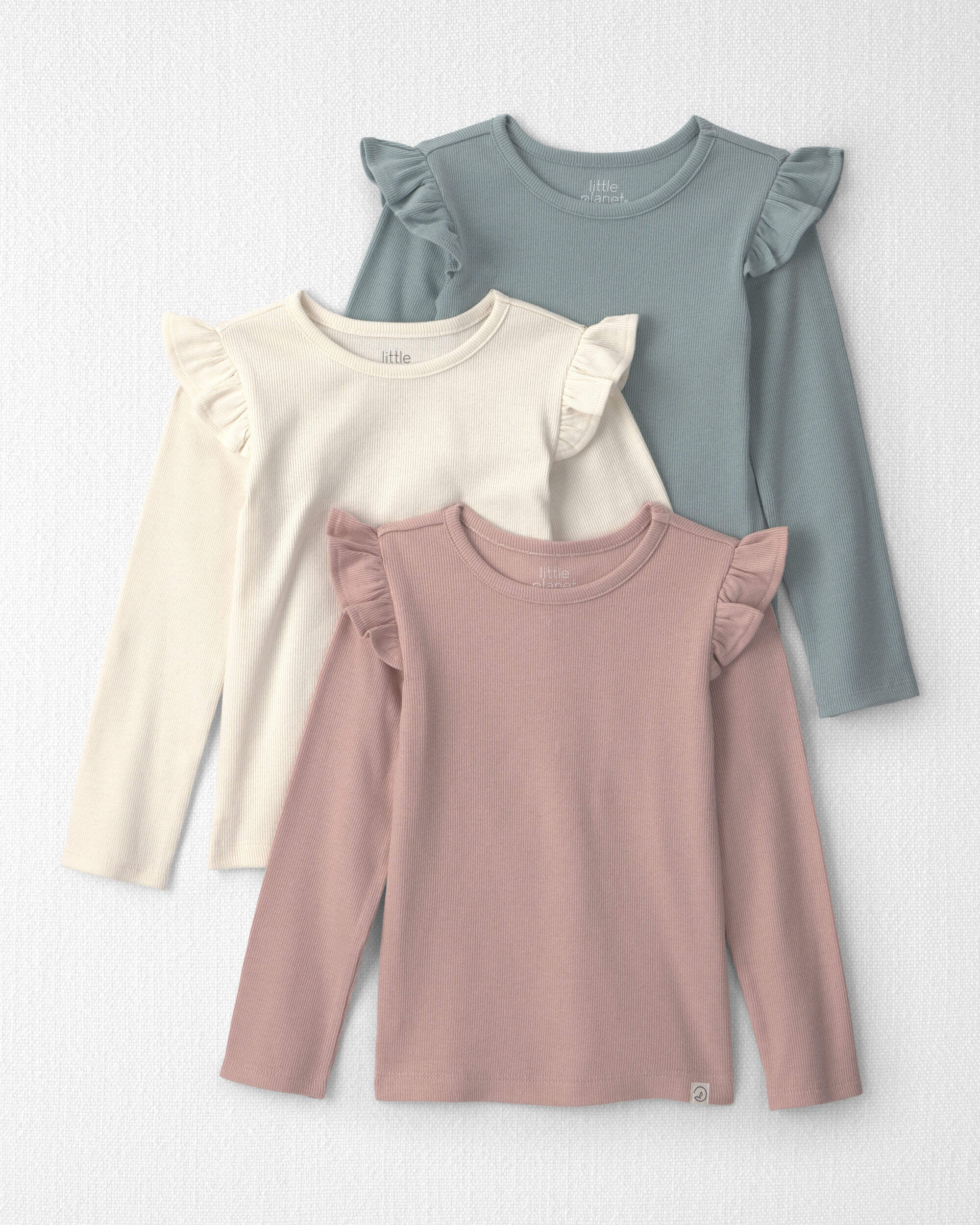 Toddler Girl 3-Pack Organic Cotton Rib Slim Fit Tops