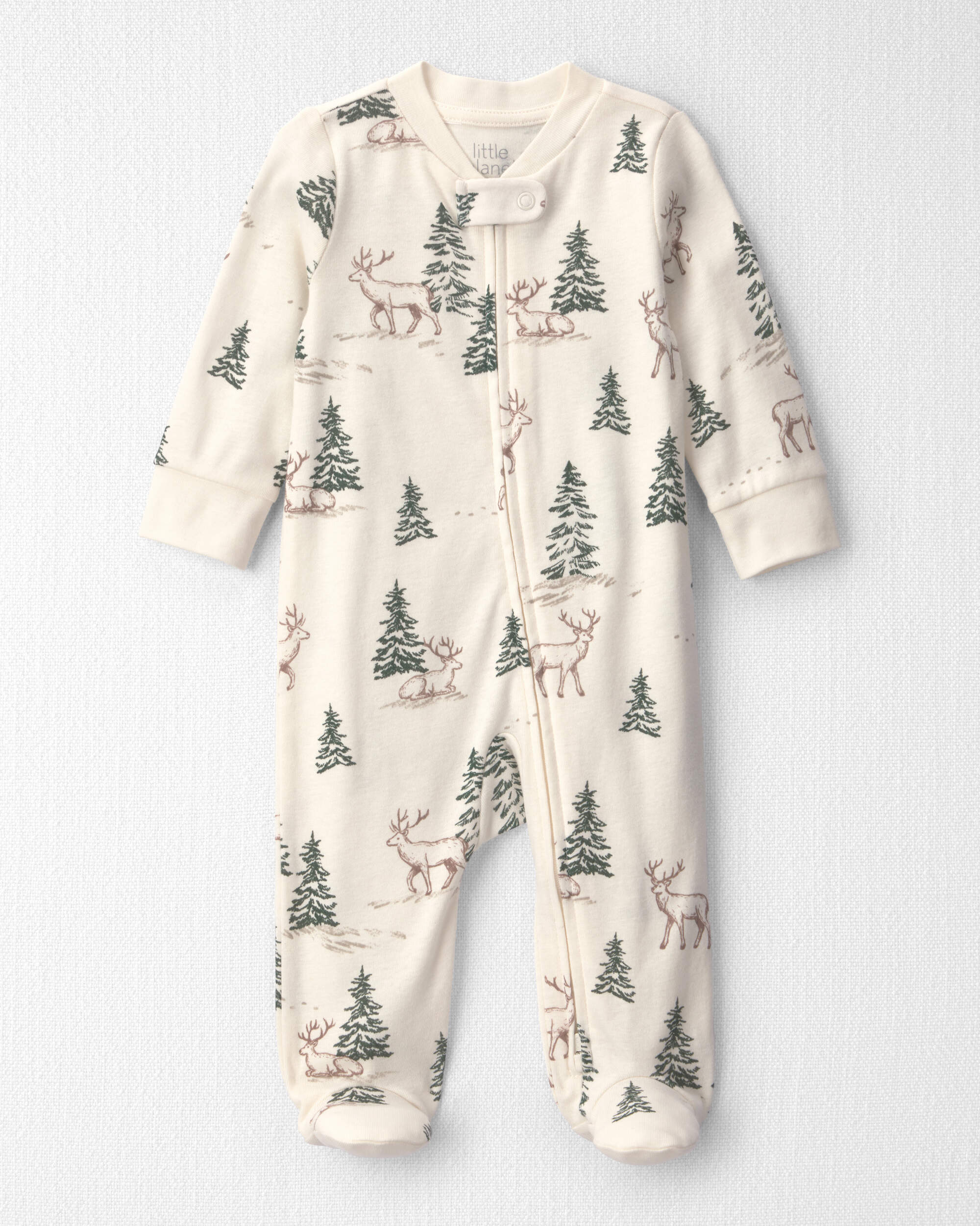 Baby Organic Cotton Sleeper Pyjamas Reindeer Forest