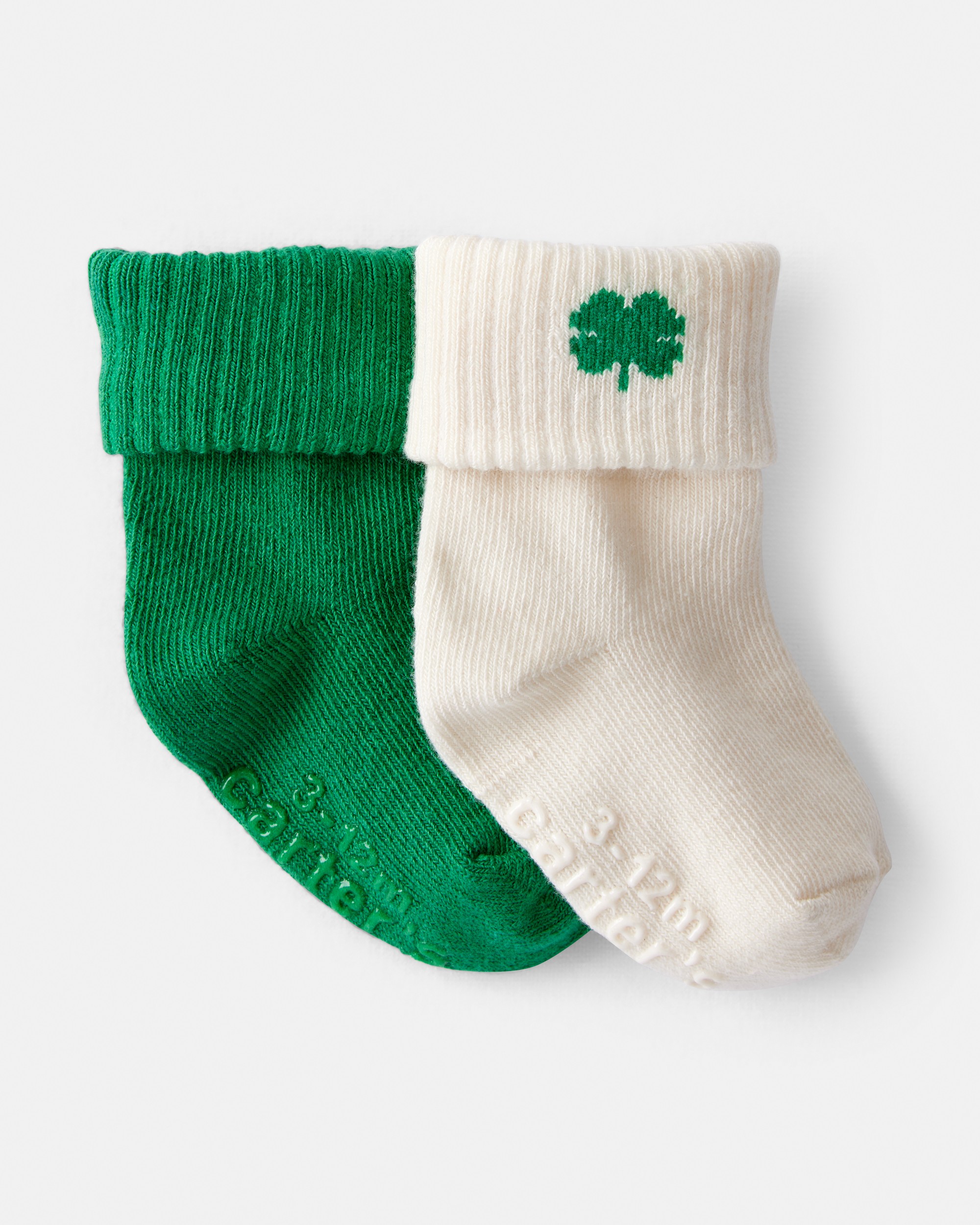Baby 2-Pack St. Patrick's Day Shamrock Ankle Socks - Green/White