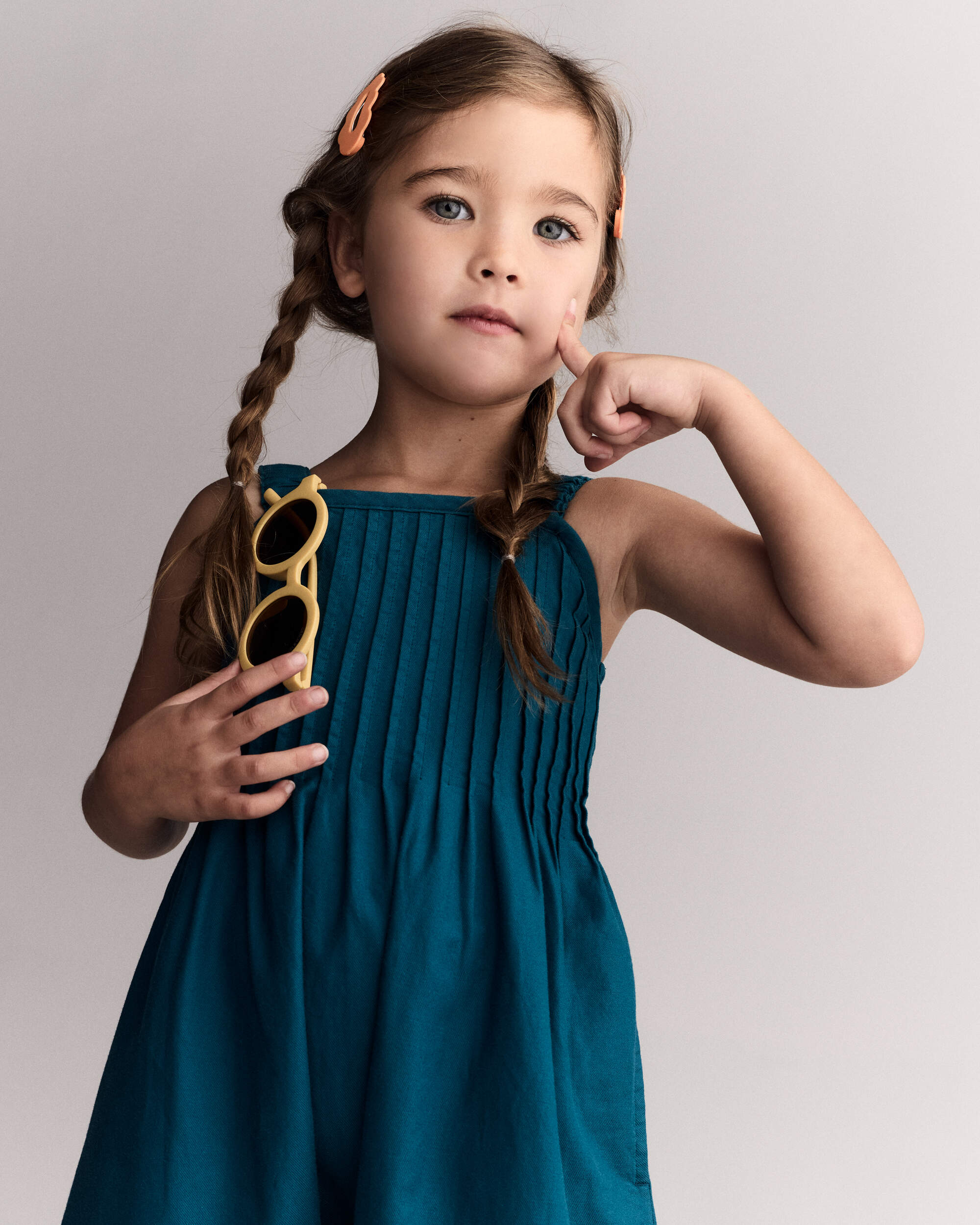 Toddler Girl Pleated Wide-Leg Overalls - Teal