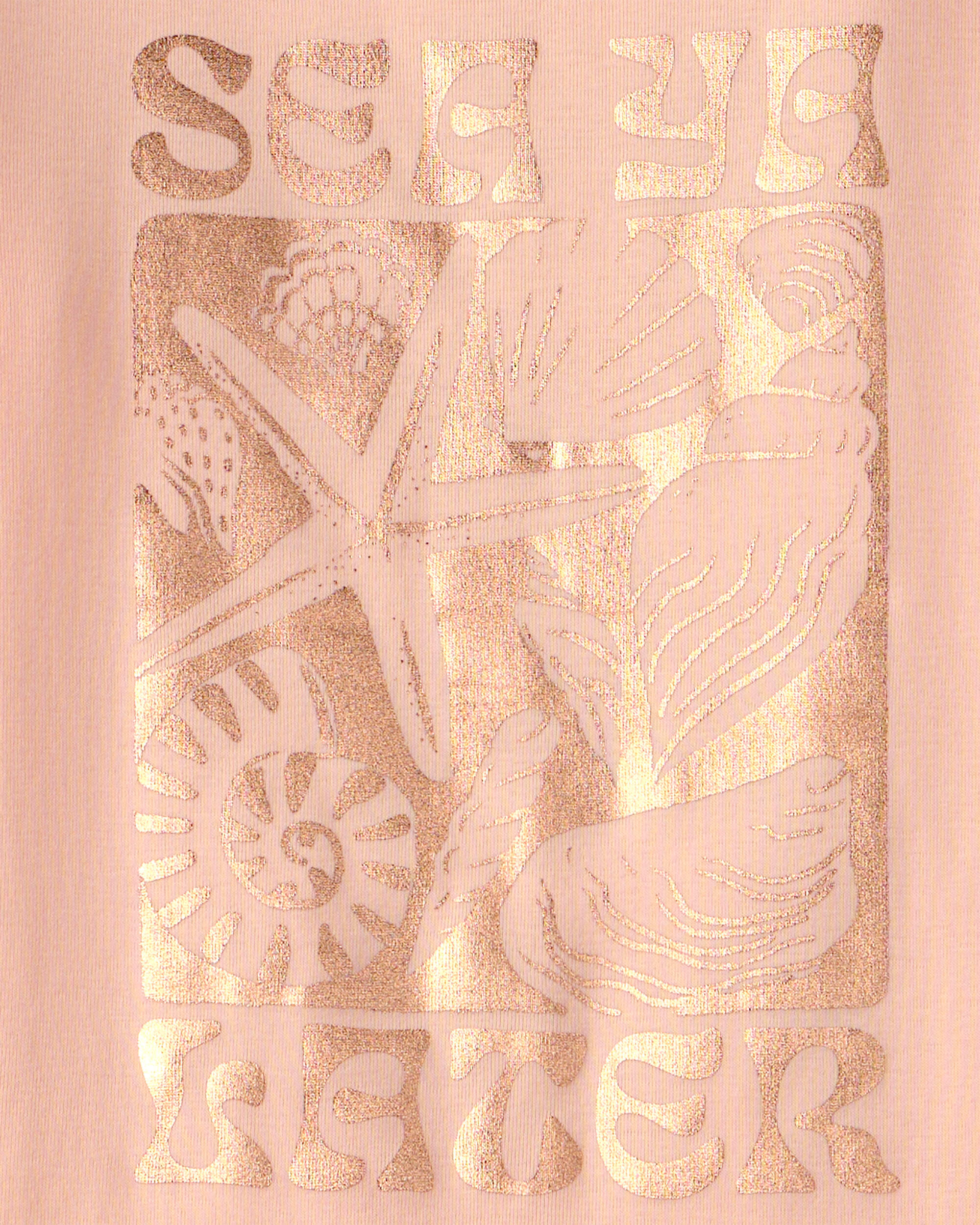 Girls Seashells 100% Cotton Short-Sleeve Snug Fit 4-Piece pyjama Set - Pink/Orange