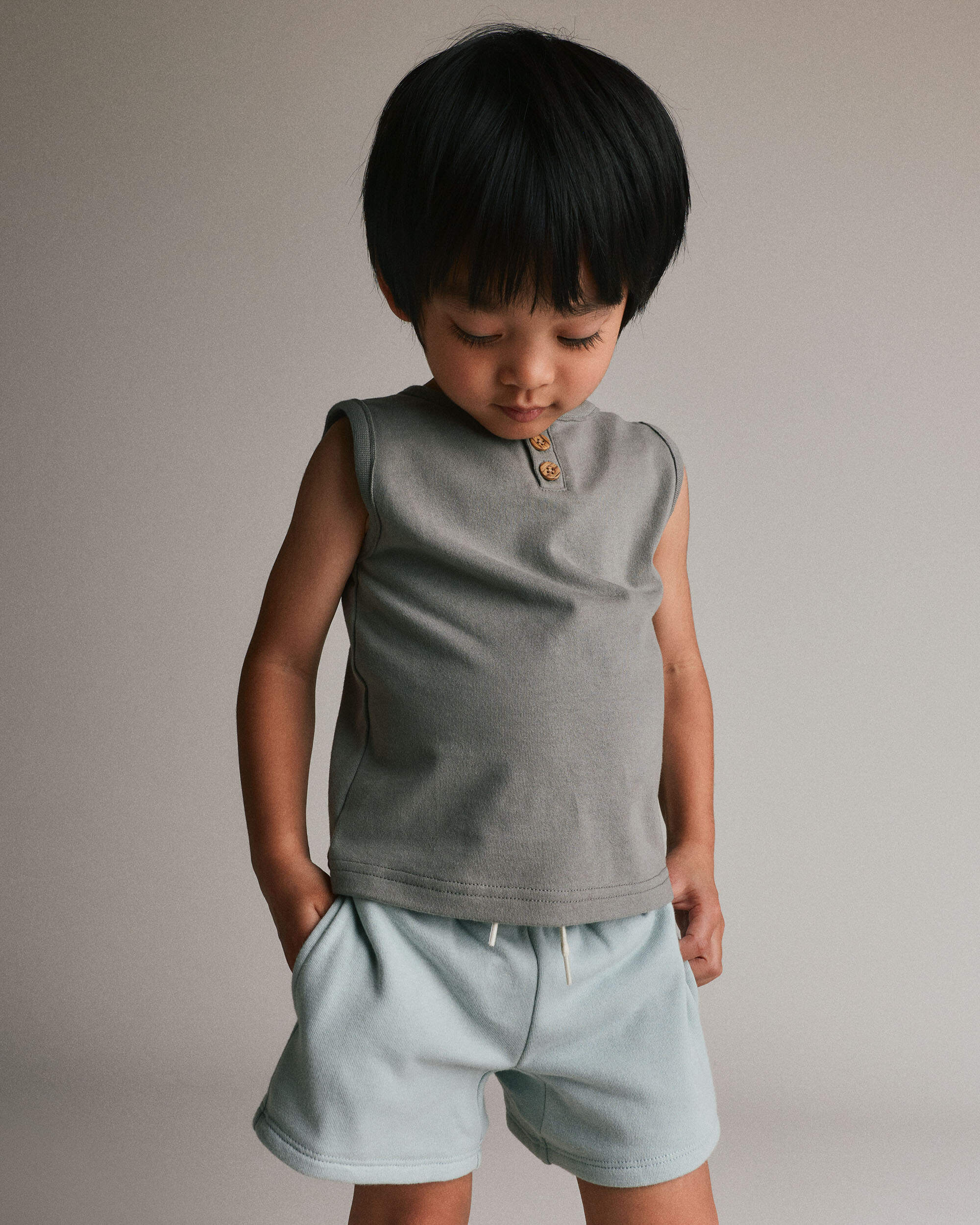 Toddler Boy Henley Tank - Sage