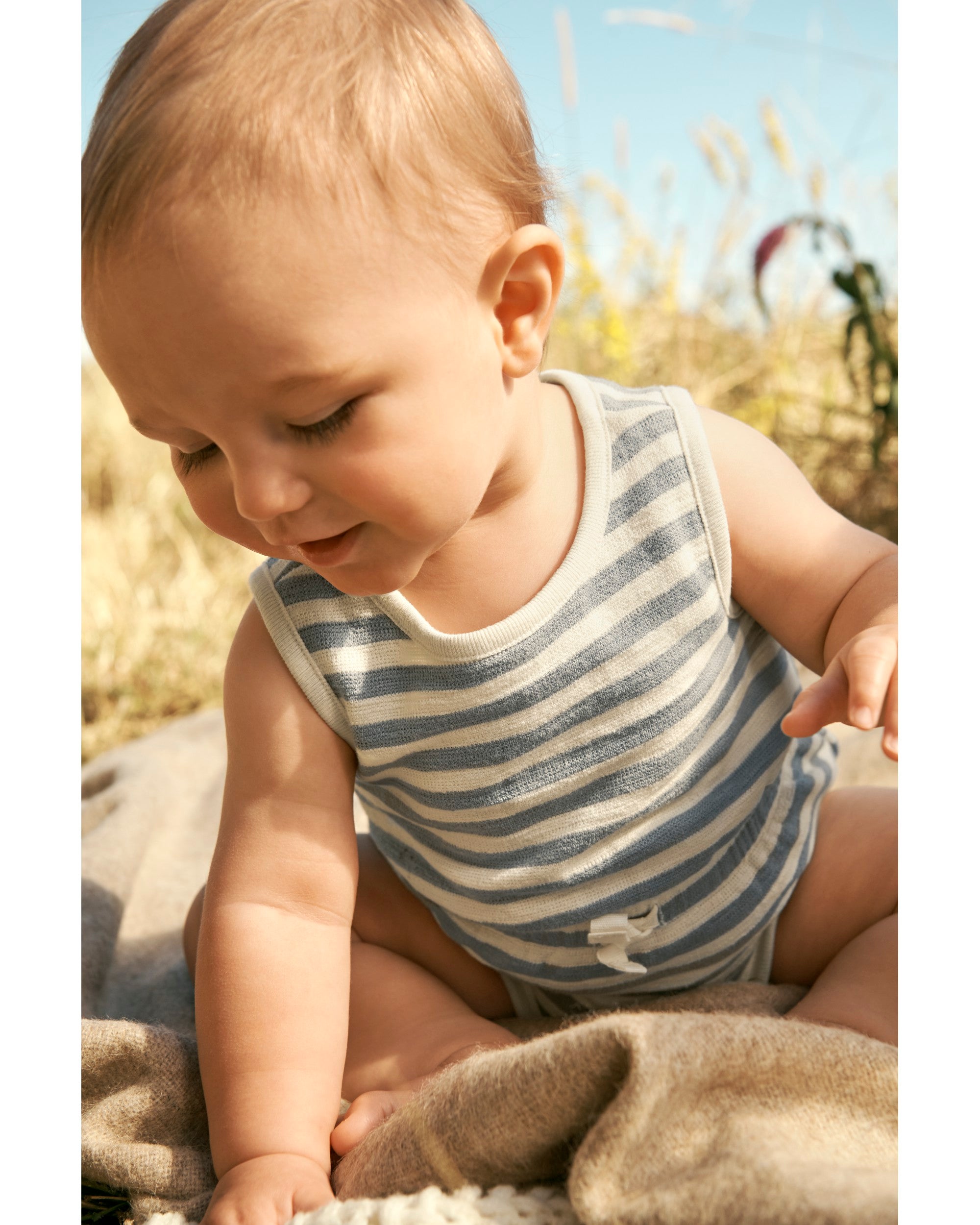 Rhino Grey Baby Organic Cotton Striped Bubble Romper Carter s Oshkosh Canada