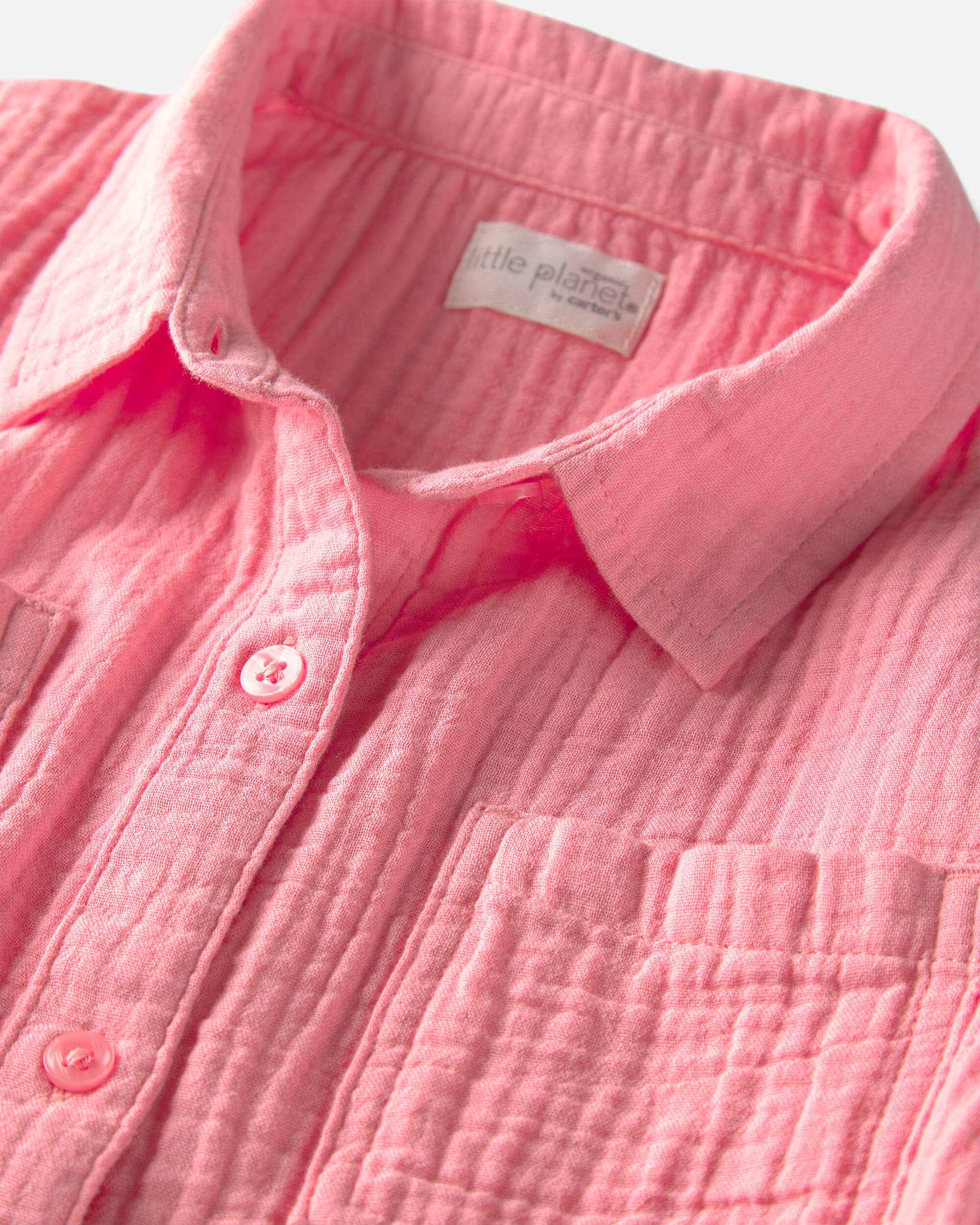 Girls Organic Cotton Gauze Button-Down Top