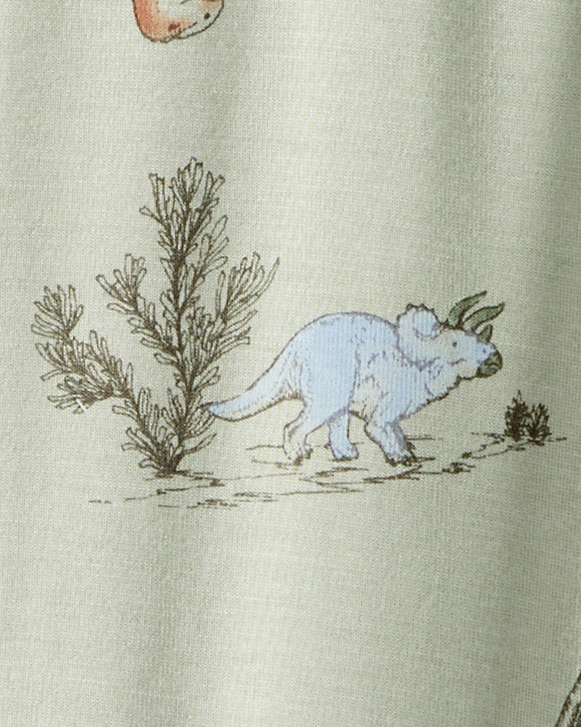 Baby Boy Dinosaur Print PurelySoft Long-Sleeve 2-Way Zip 1-Piece pyjamas - Green