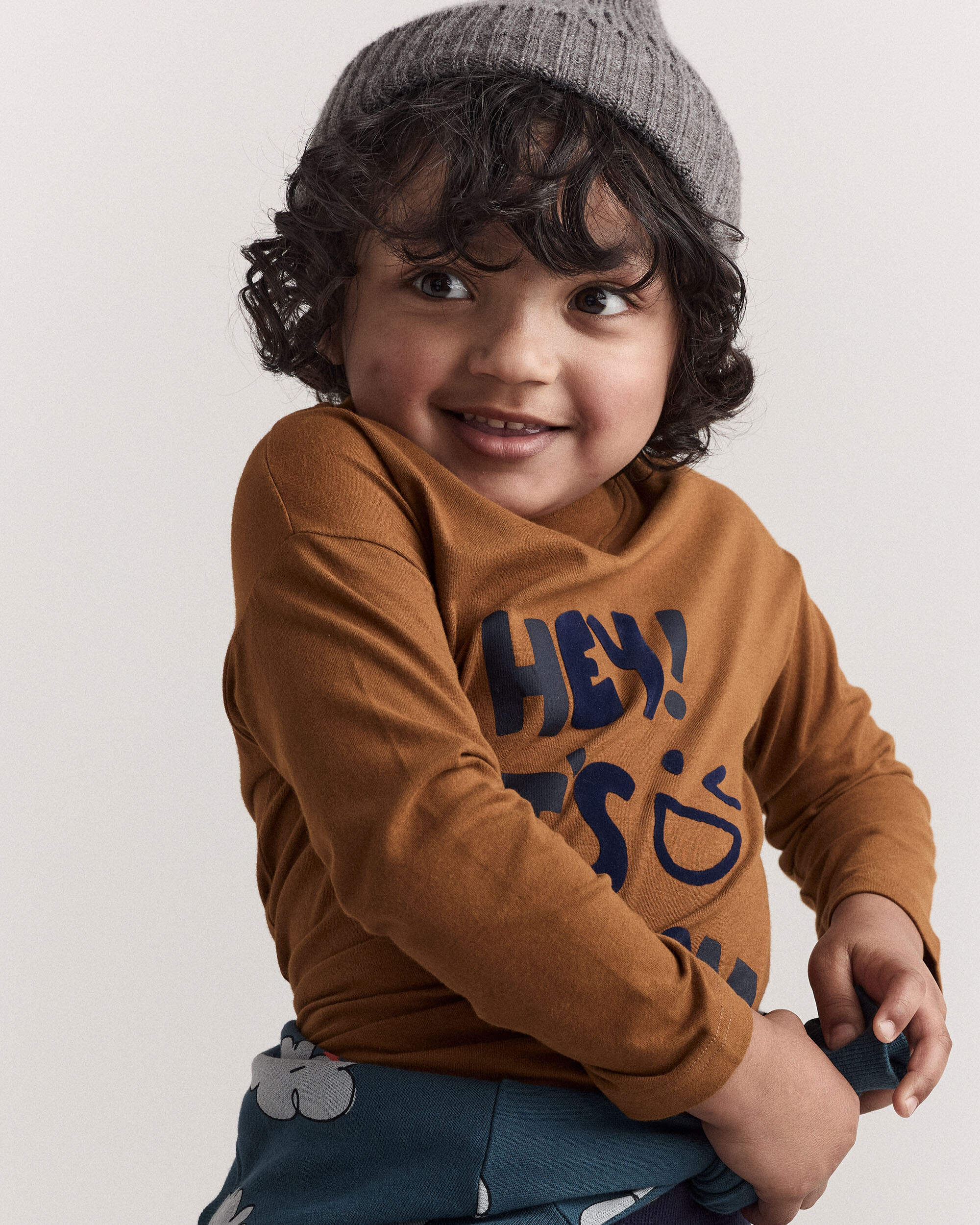 Toddler Hey! Let's Play Long-Sleeve Graphic Tee - Cinnamon