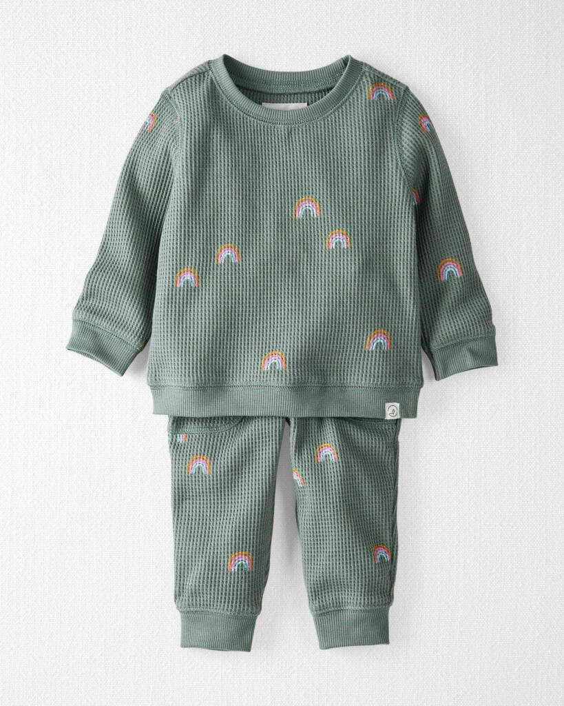Baby 2-Piece Organic Cotton Waffle Knit Top & Pant Set