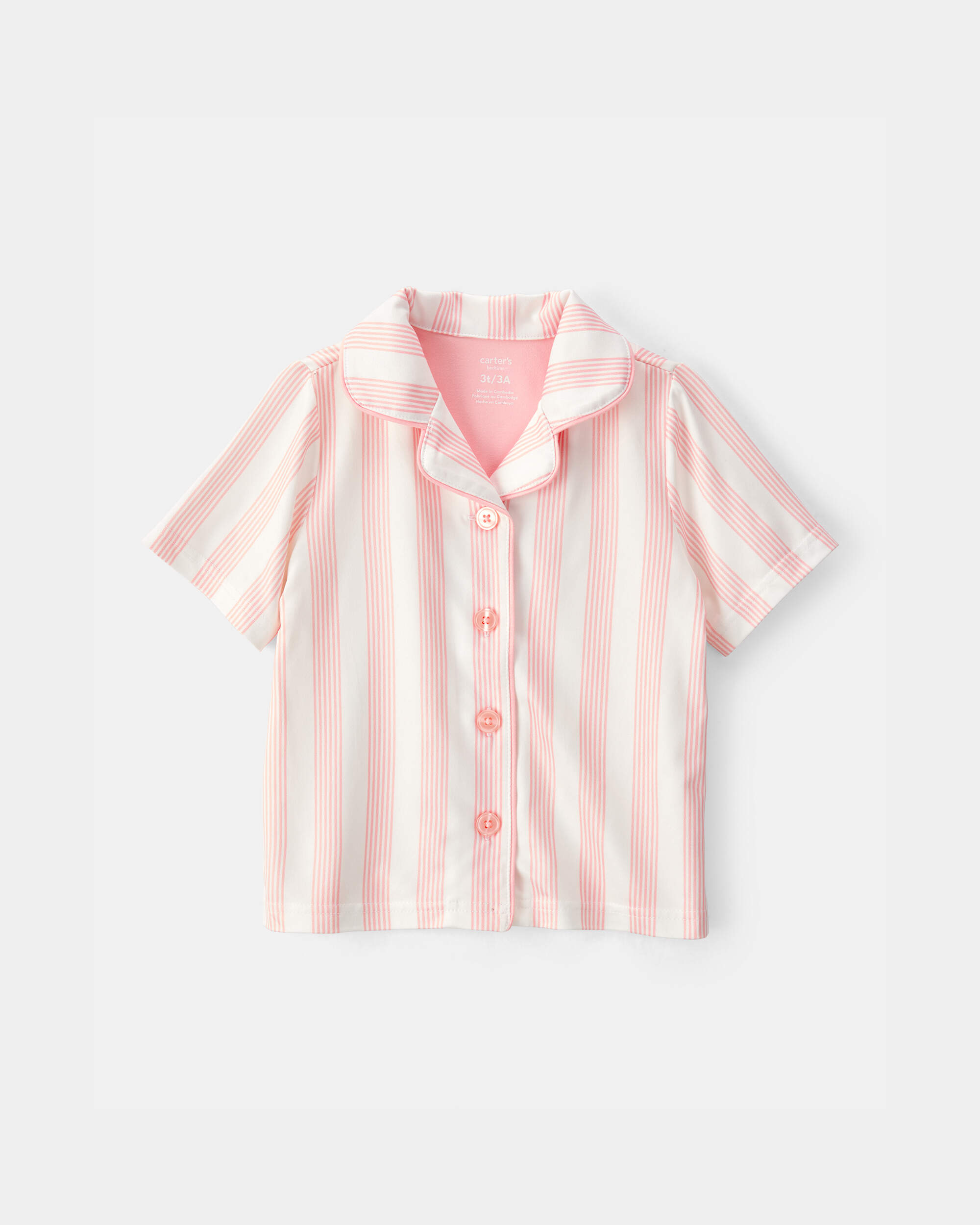 Toddler Girl Striped Loose Fit 2-Piece Pajama Set - Pink/Ivory