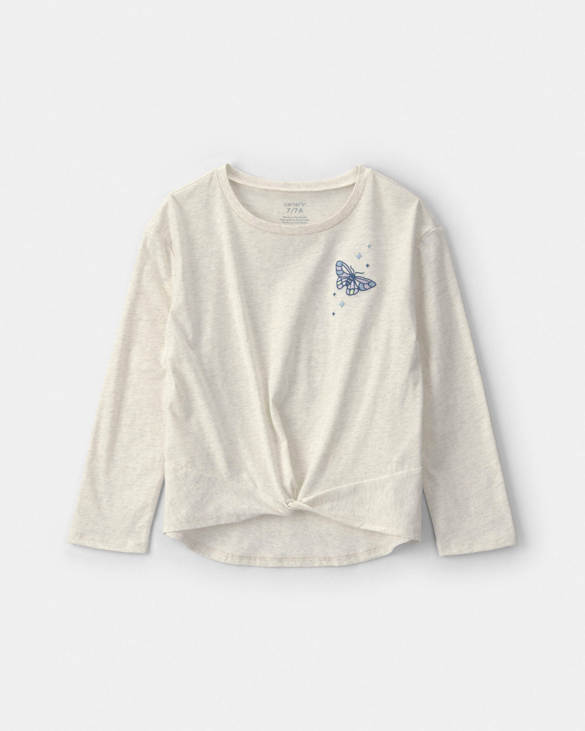 Girls Butterfly Long-Sleeve Top - Ivory
