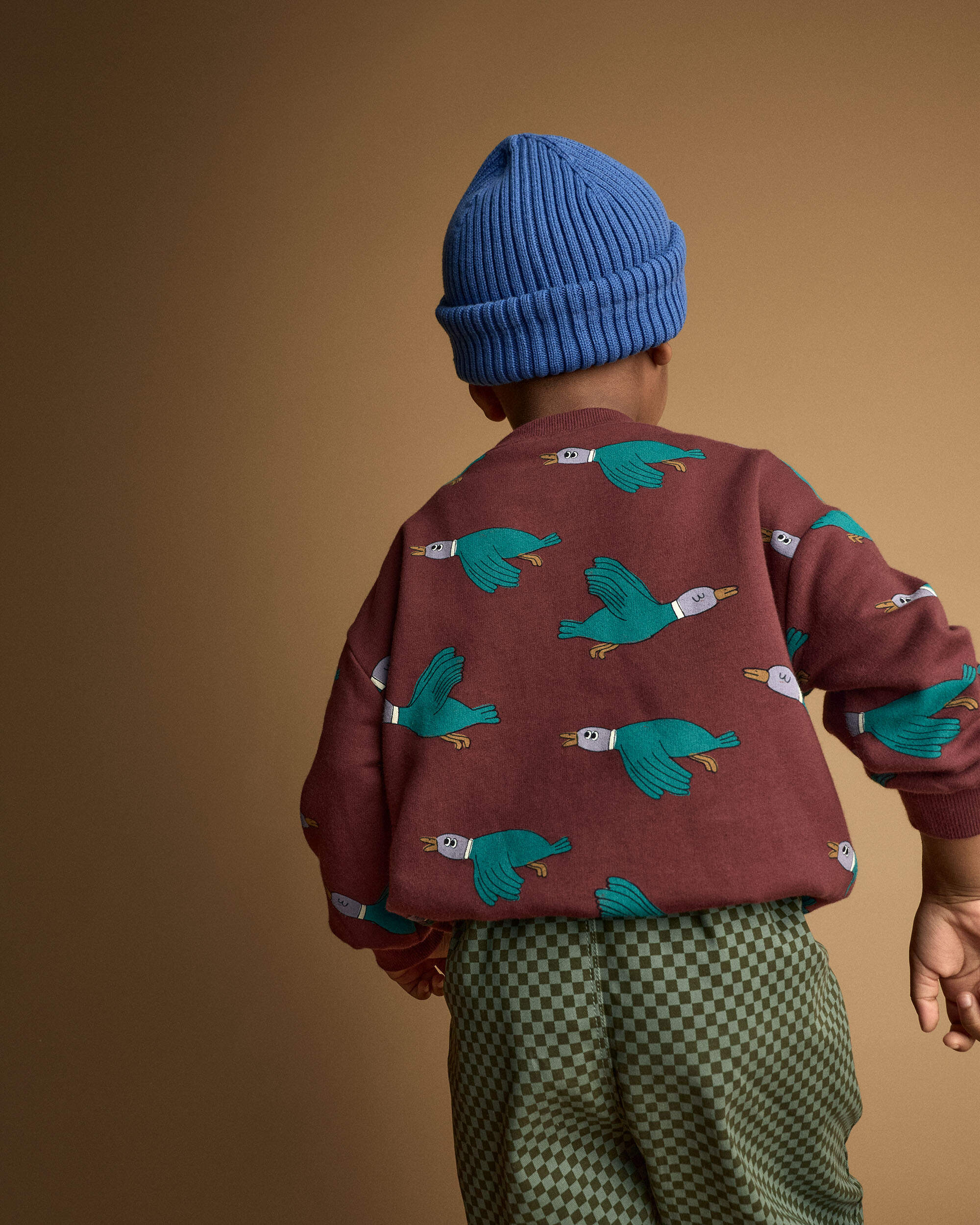 Toddler Relaxed Graphic Pullover Sweatshirt Duck Print - Burgundy