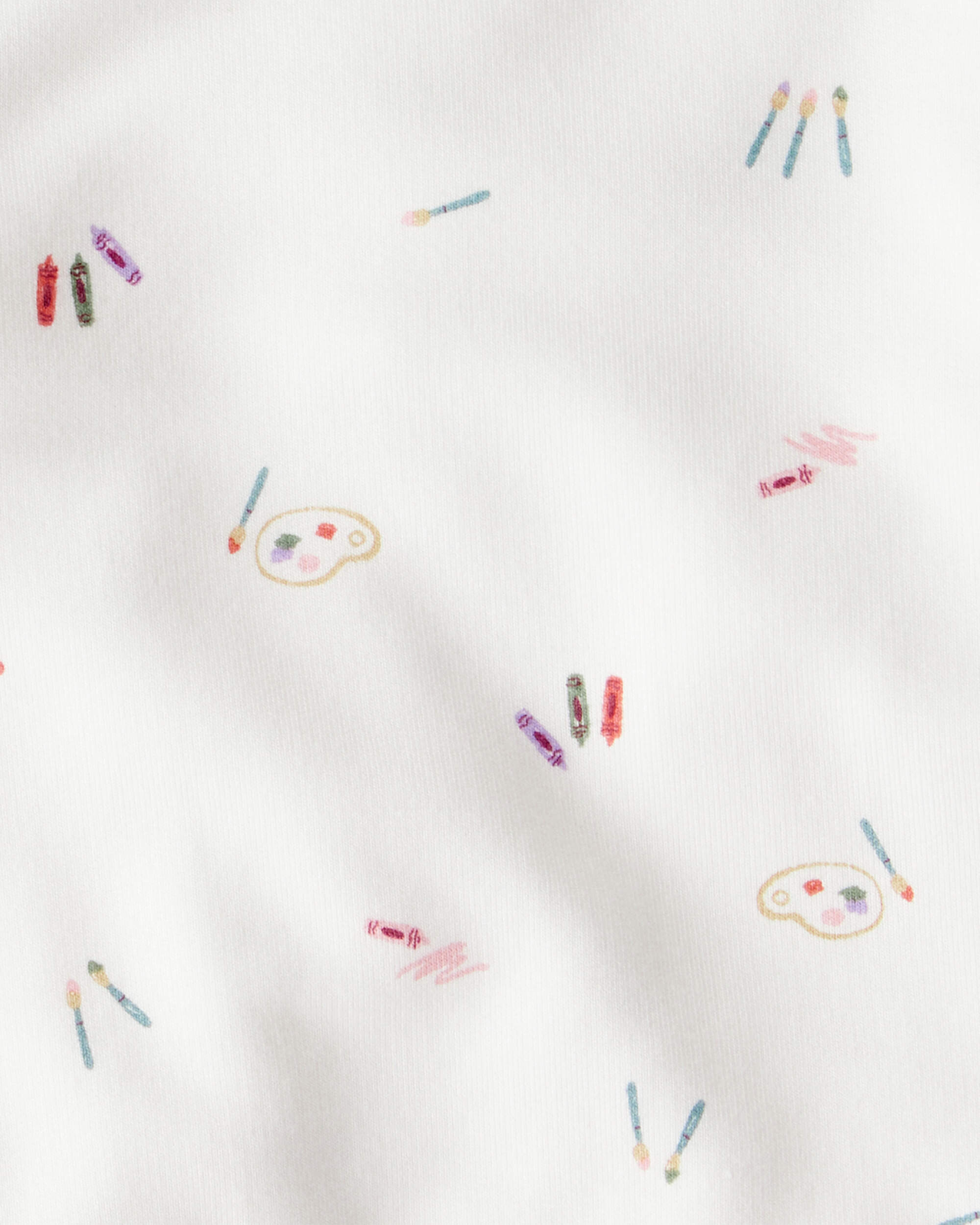 Baby Girl Paint Print PurelySoft Long-Sleeve Tee & Pant Set - White