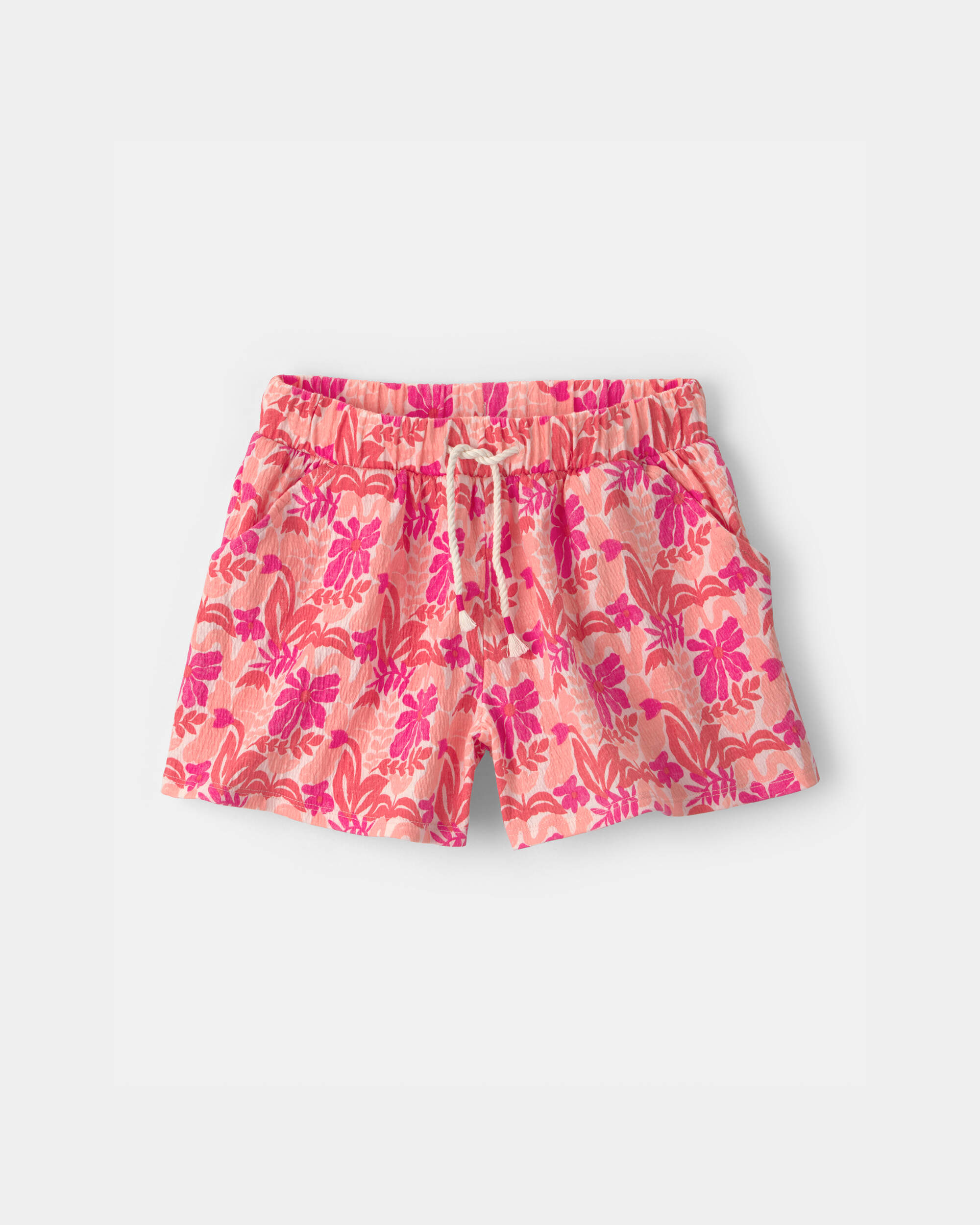 Girls Tropical Floral Gauze Shorts - Pink