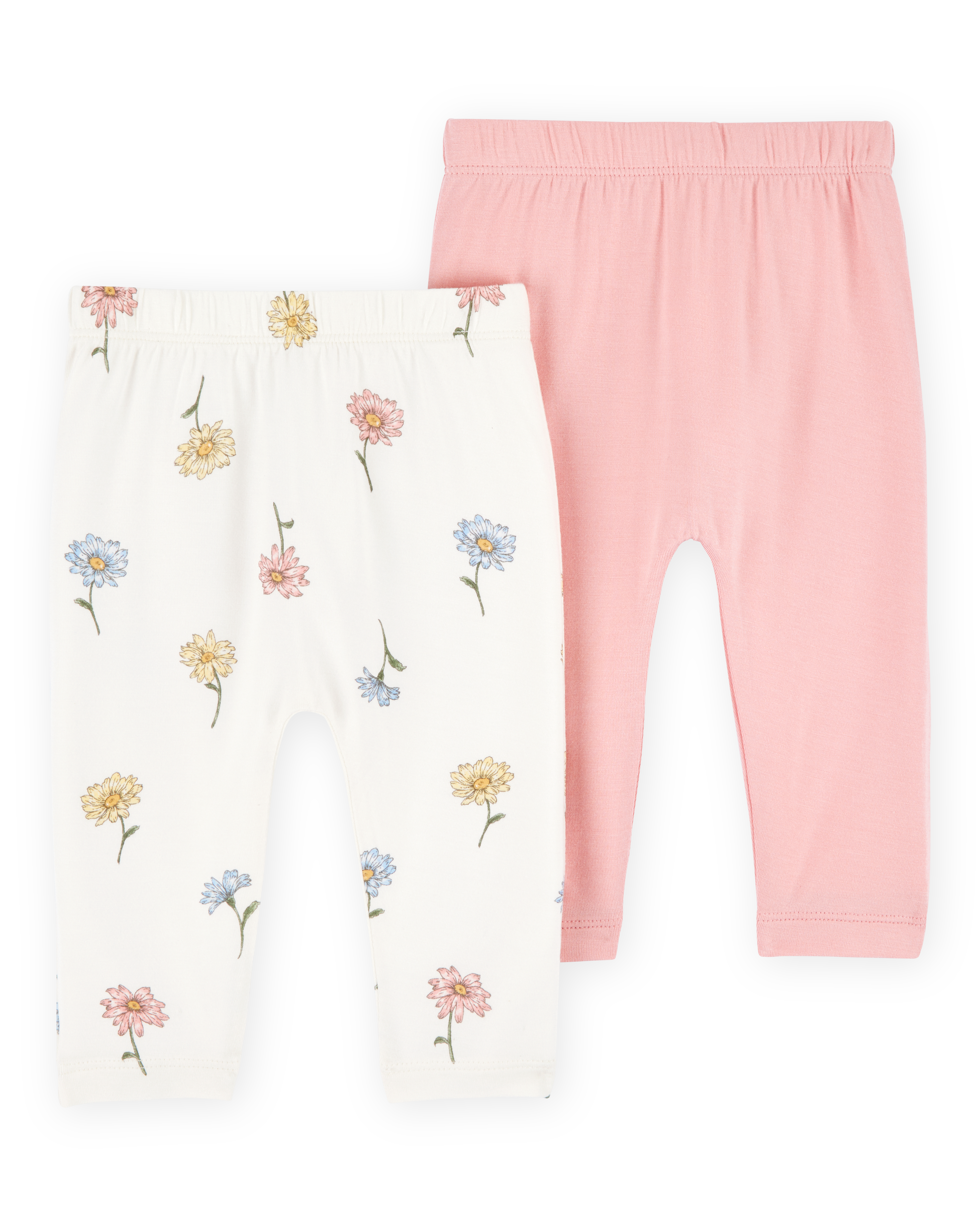 Baby Girl 2-Pack PurelySoft Pull-On Pants - Pink/Ivory