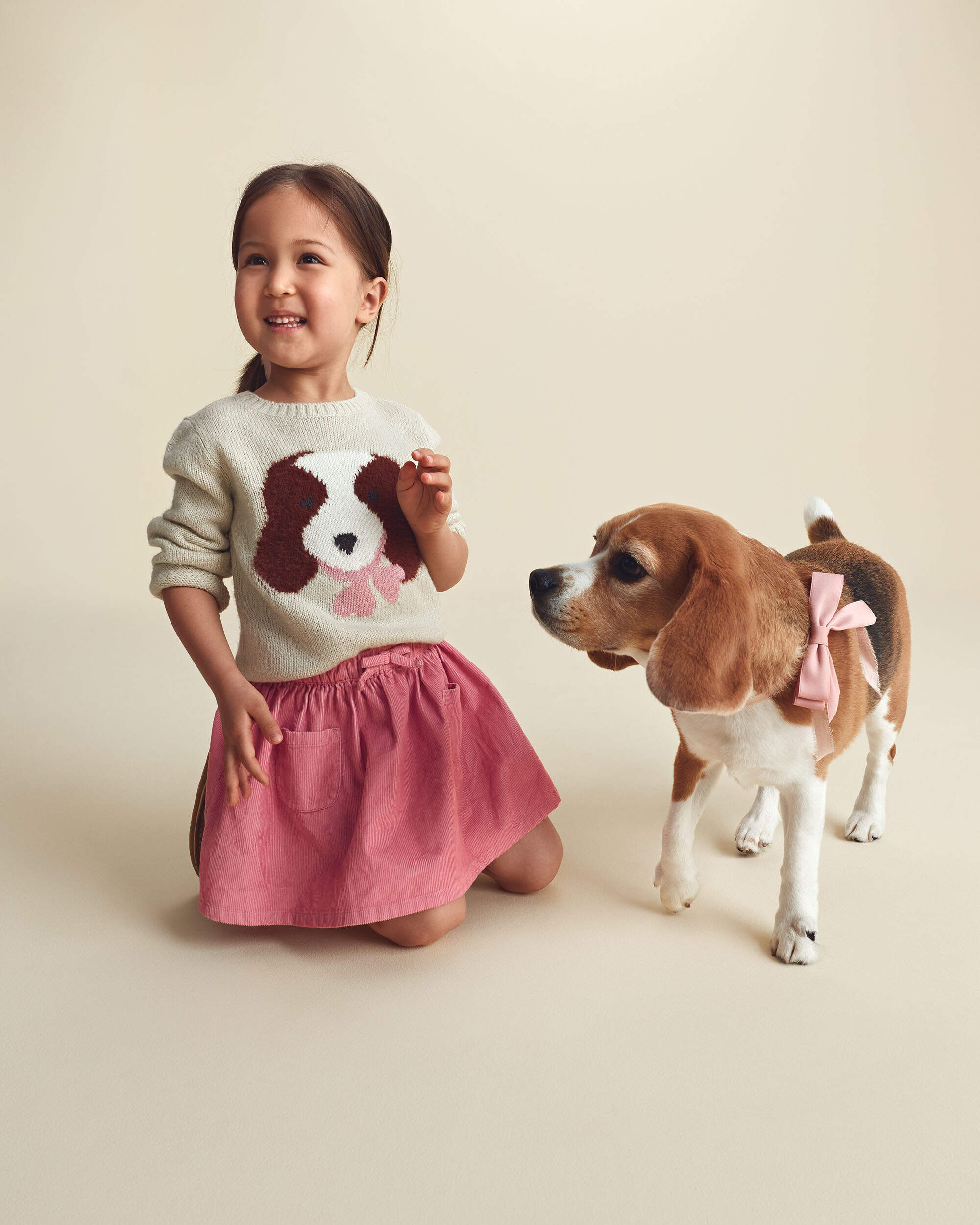 Toddler Girl Dog Sweater - Brown