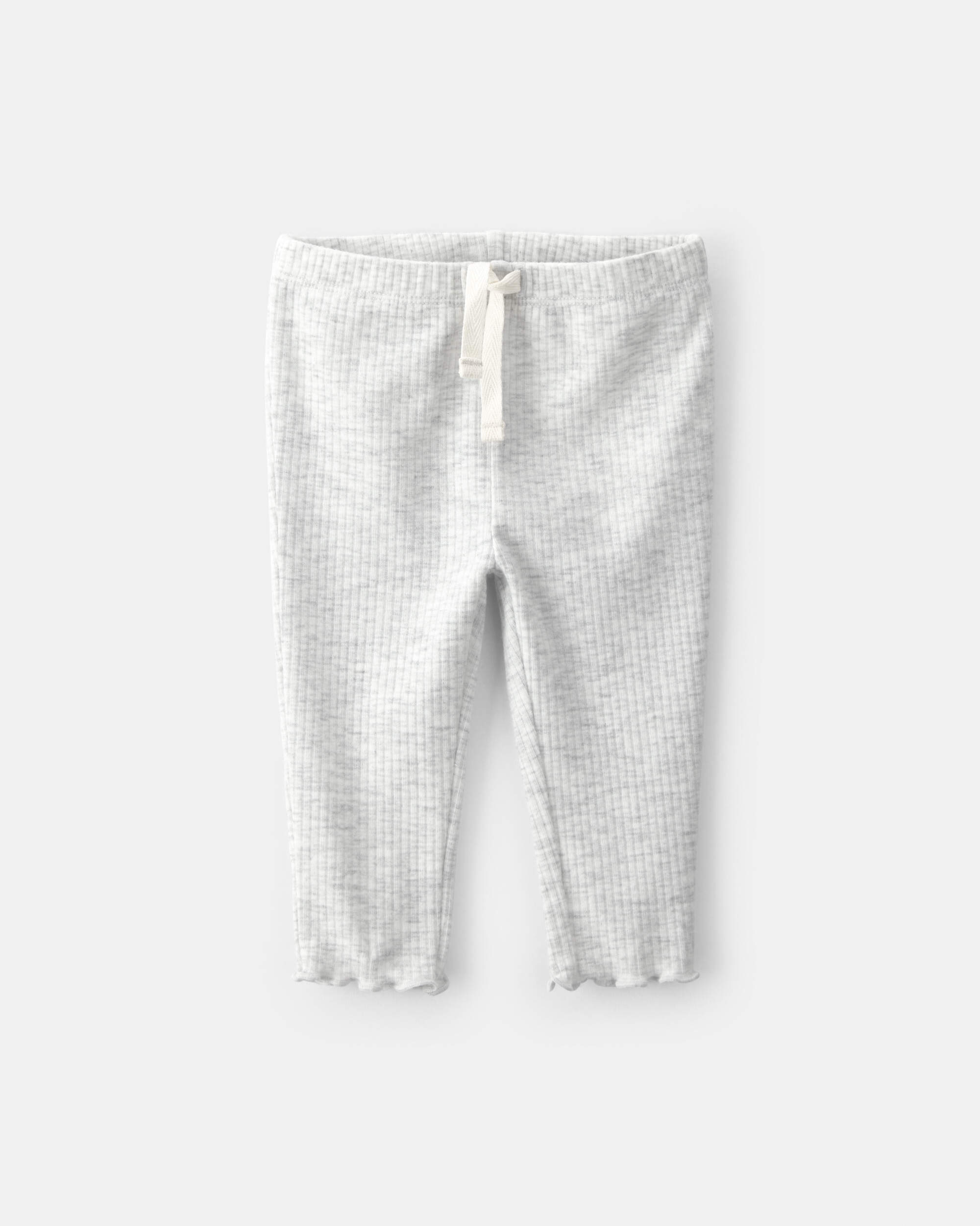 Baby Girl Rib Pull-On Leggings - Grey