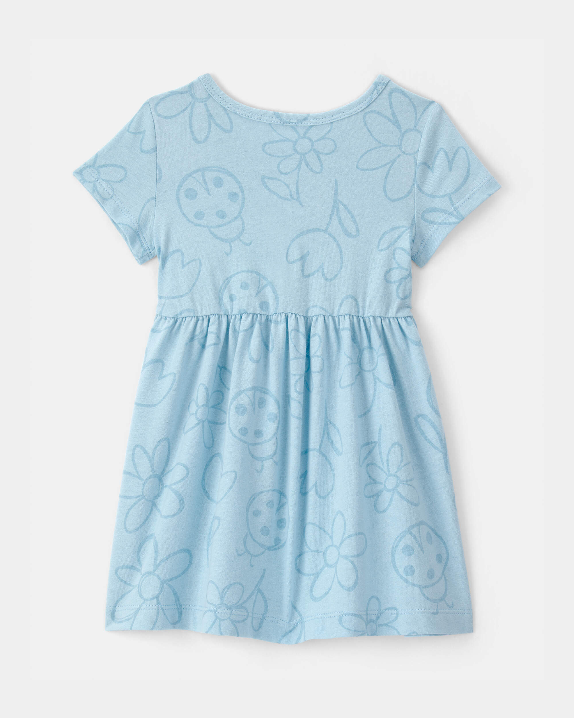 Baby Girl Floral Ladybug Short-Sleeve Dress - Blue