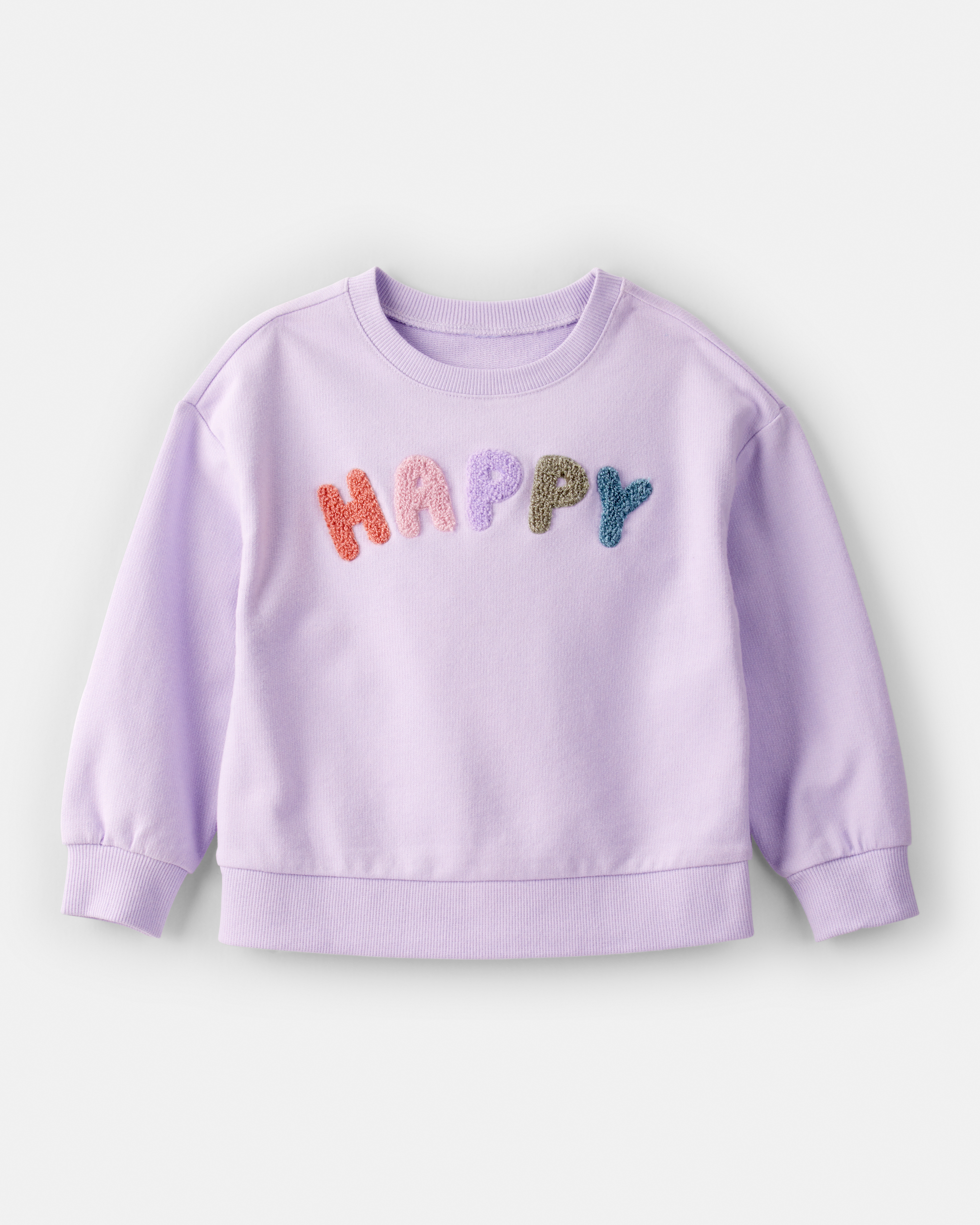Toddler Girl Happy French Terry Long-Sleeve Pullover Sweatshirt - Purple