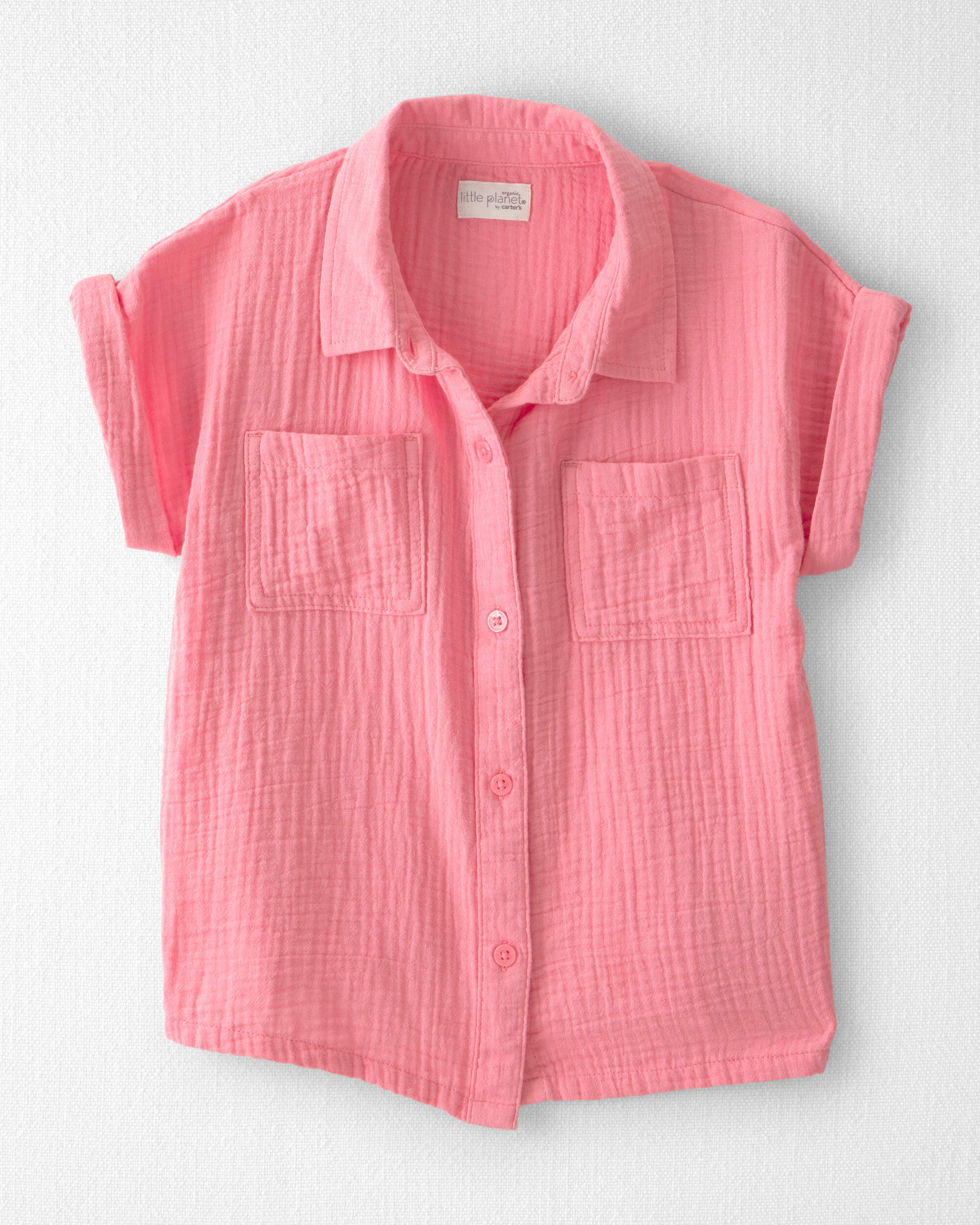 Girls Organic Cotton Gauze Button-Down Top