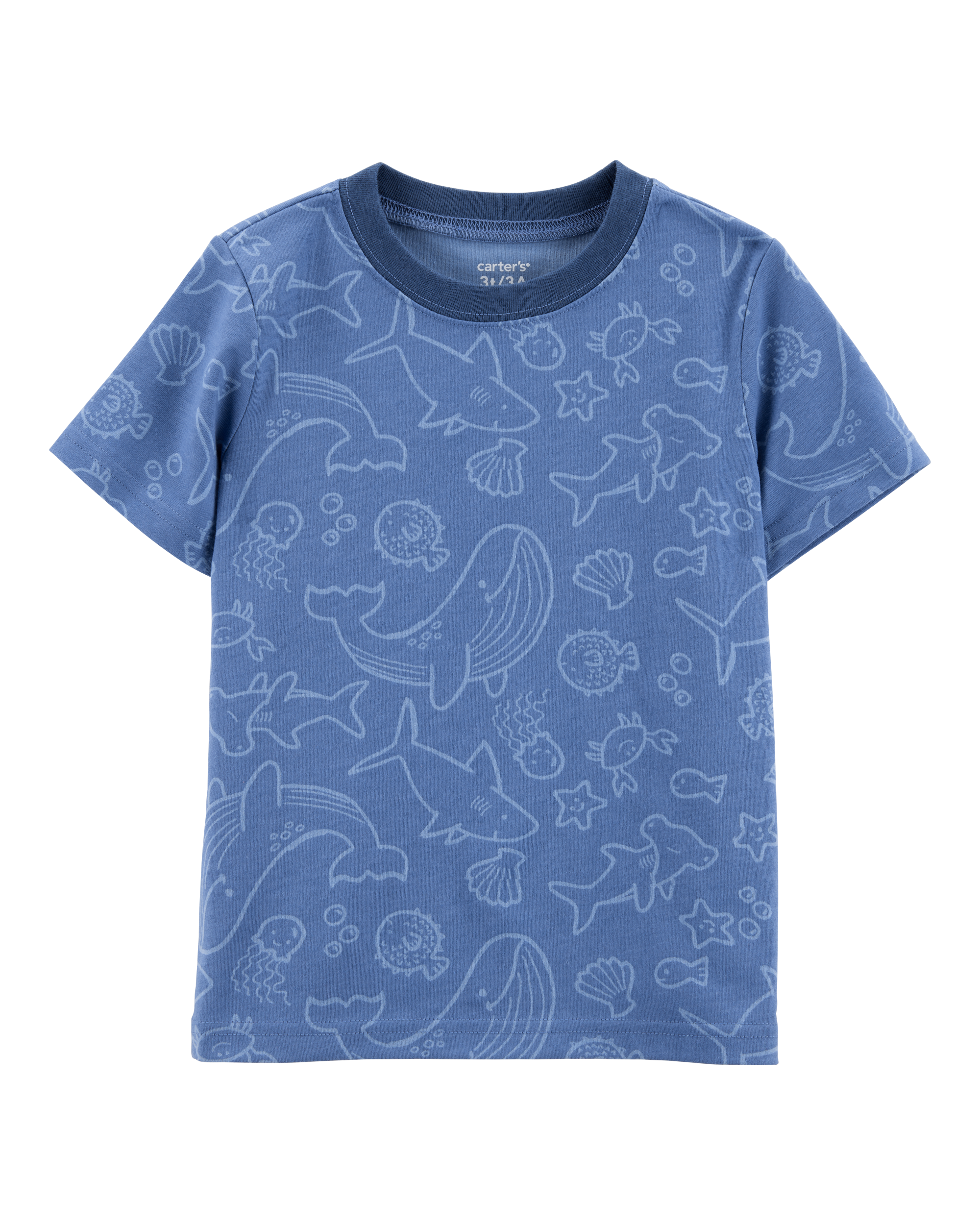Sea Animals Print Knit Short-Sleeve Tee