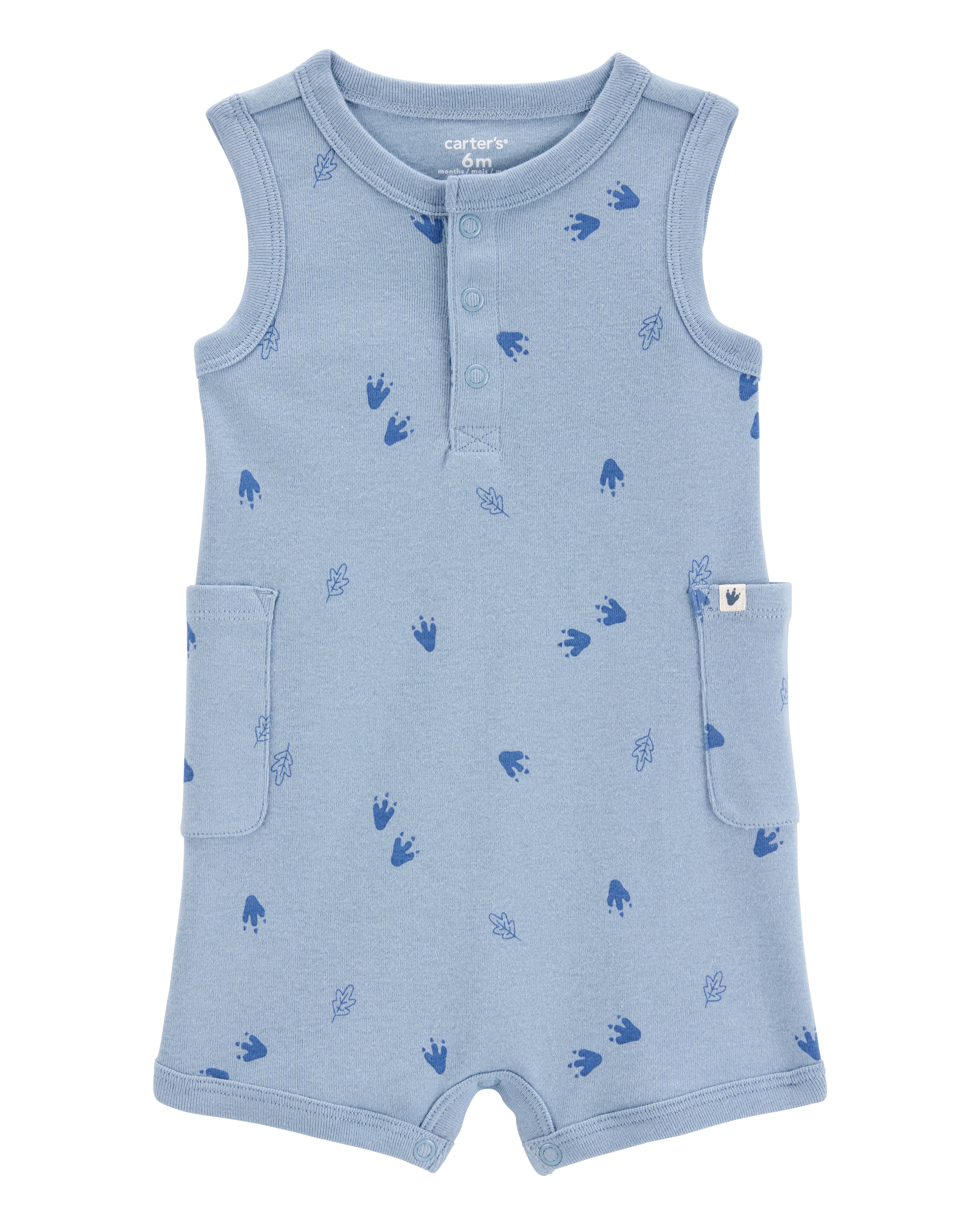 Baby Dinosaur Cotton Romper - Blue