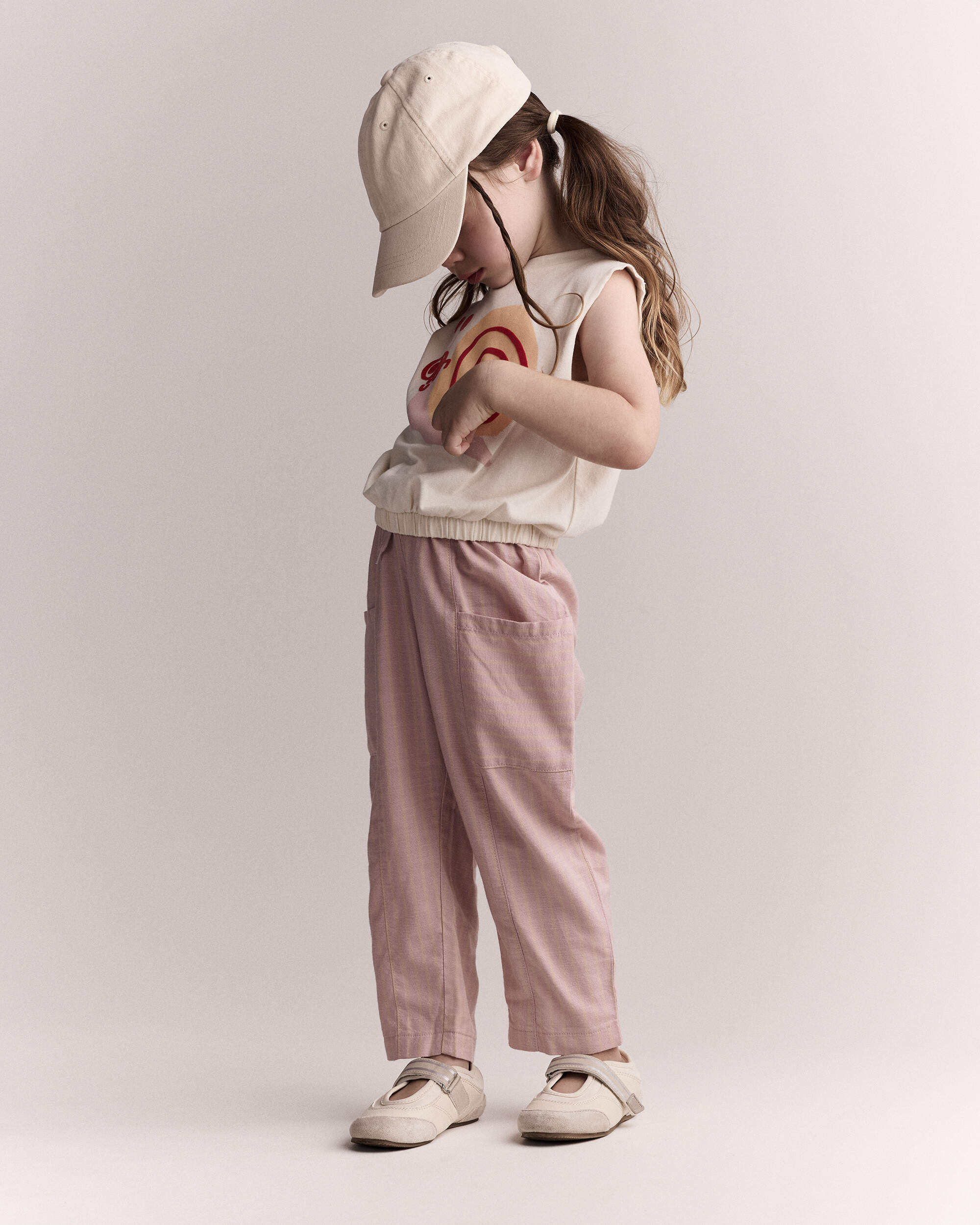 Toddler Girl Snail Elastic Waist Tank - Cream