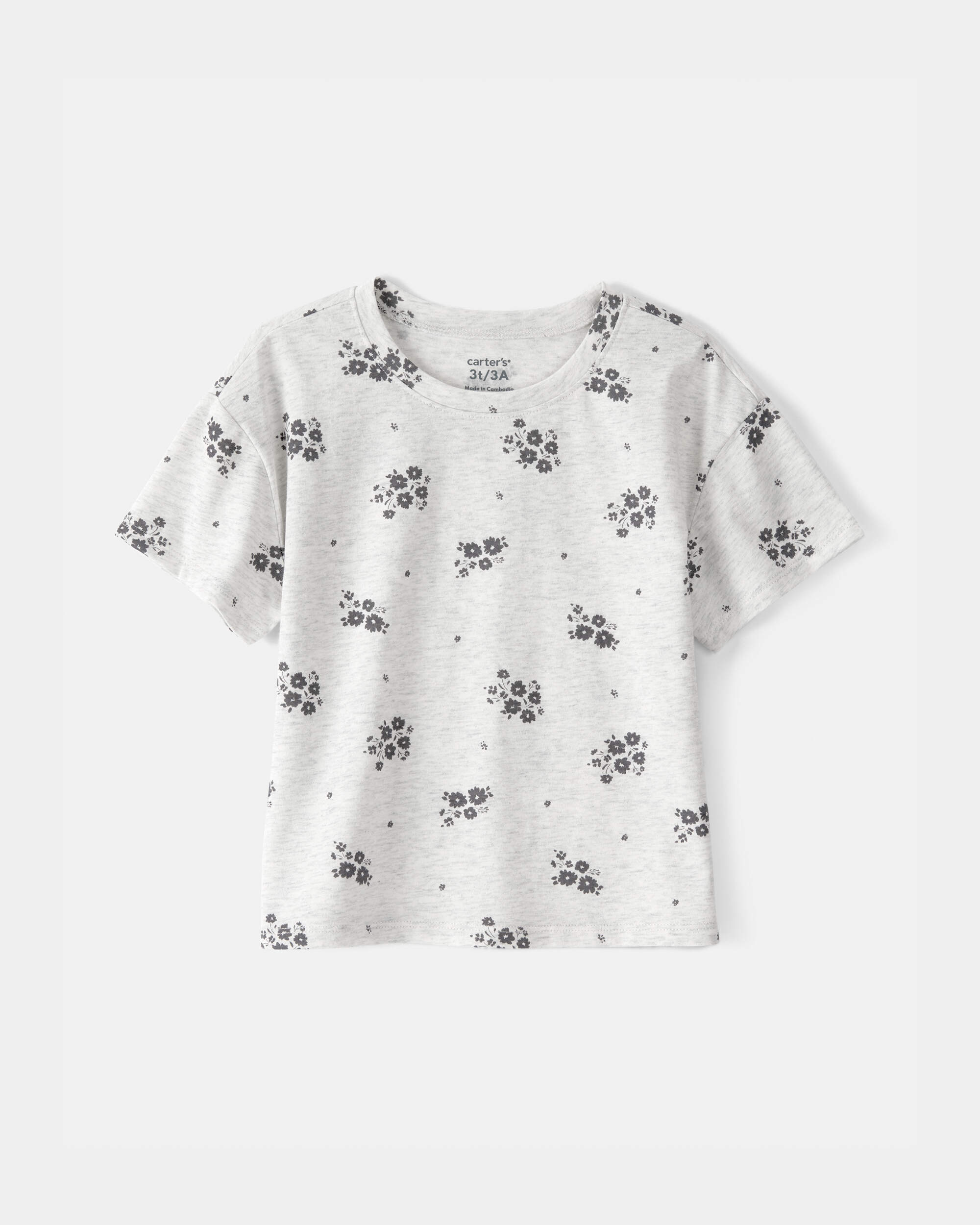 Toddler Girl Floral Top - Grey