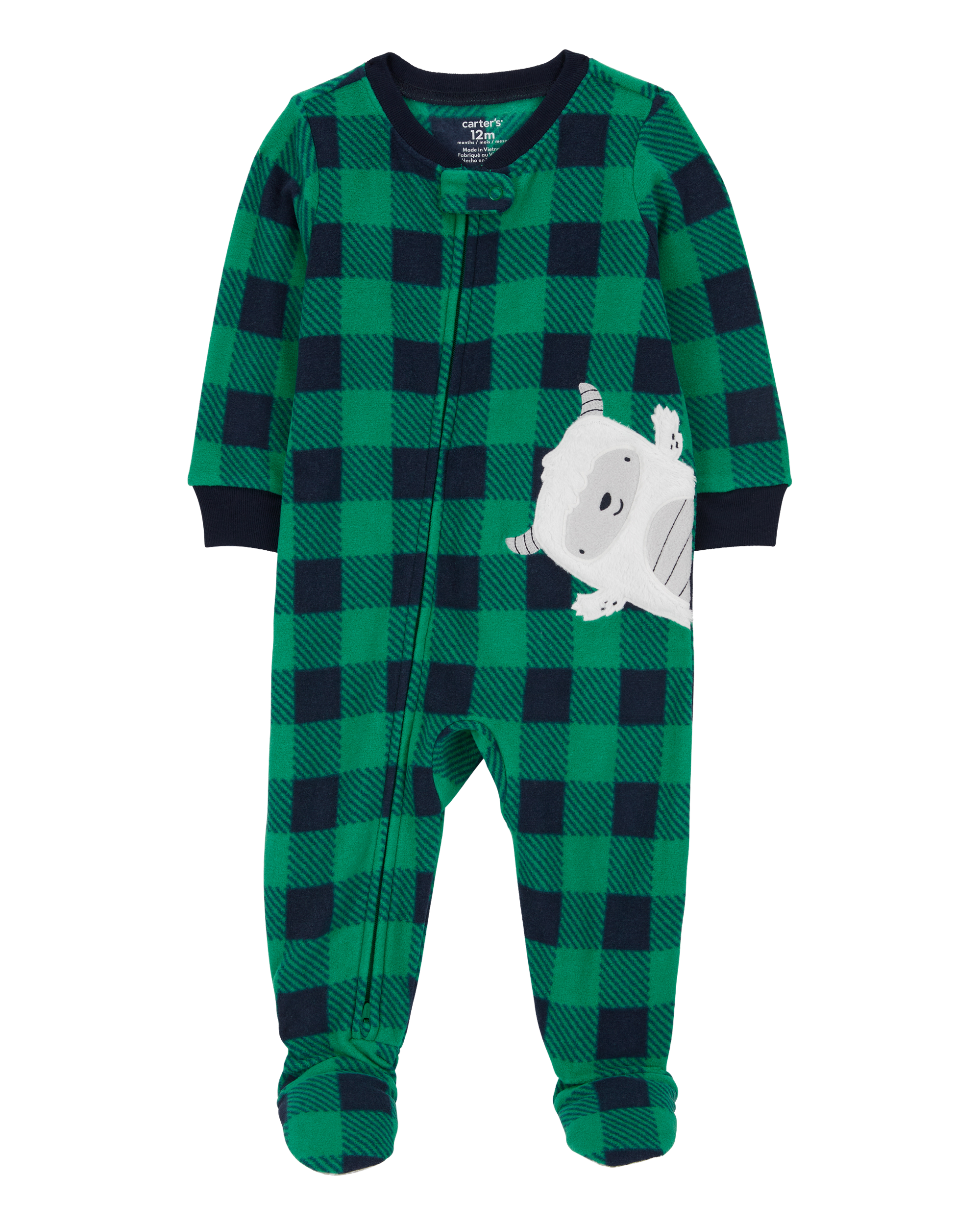 Toddler 1-Piece Abominable Snowman Fleece Footie Pyjamas