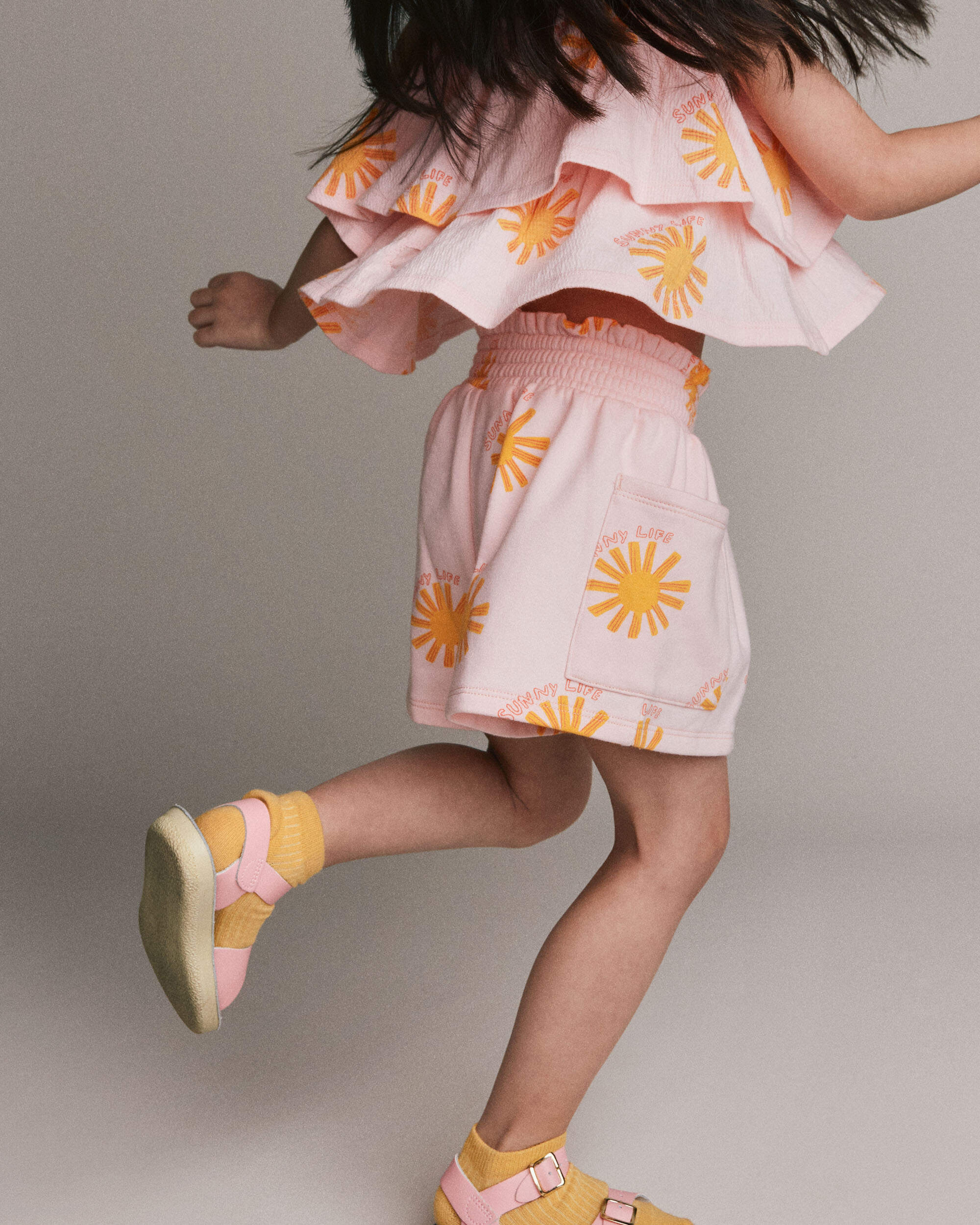 Toddler Girl Swing Short with Pockets Sunny Life Print - Rose