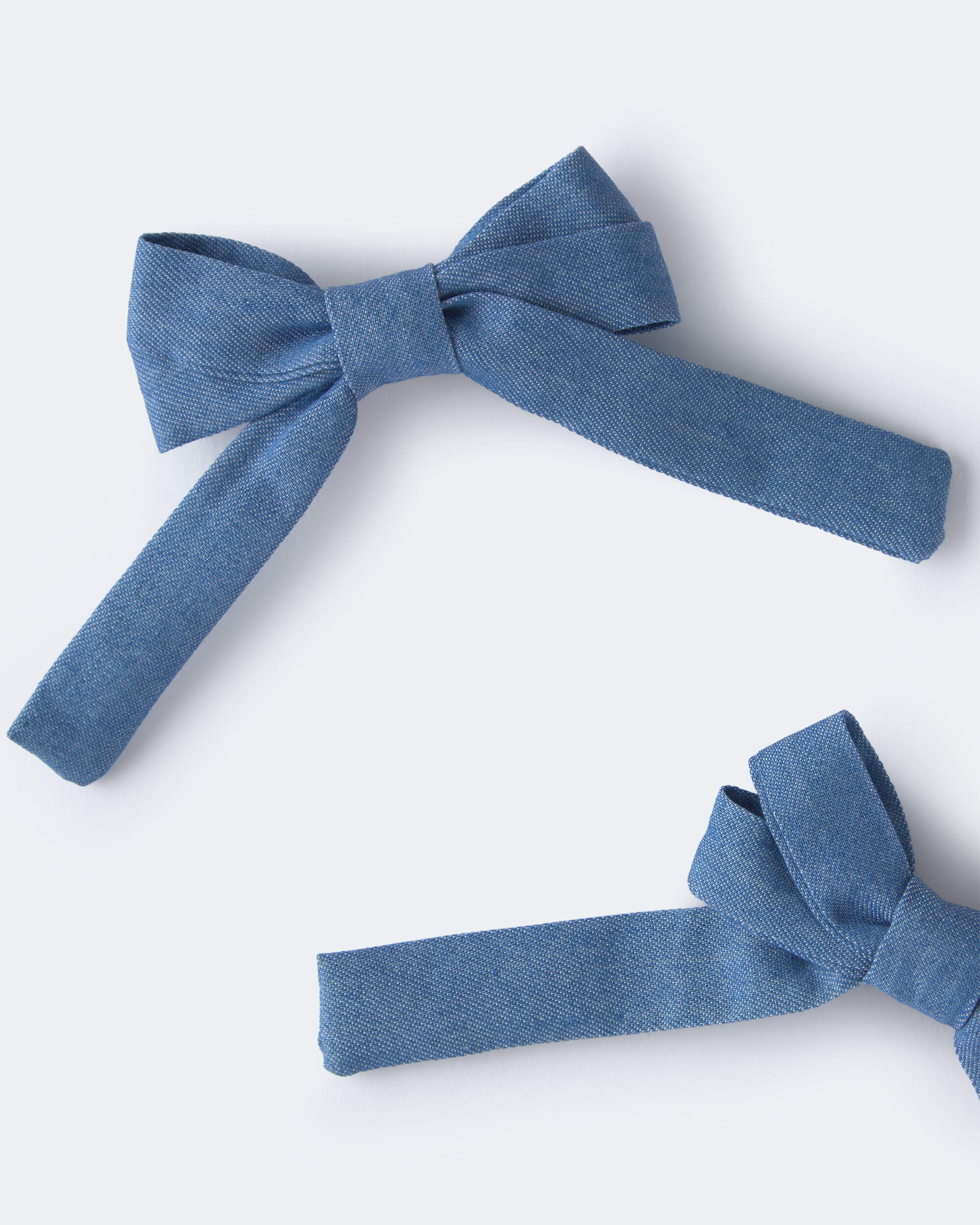 Toddler Girl 2-Pack Bow Hair Clips in Chambray - Blue