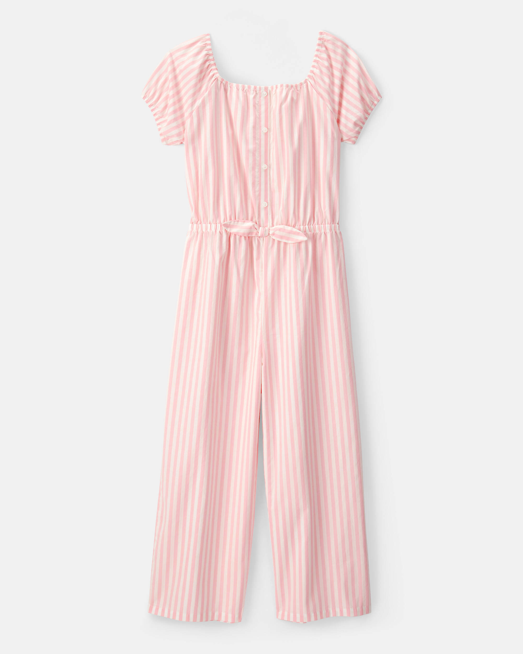 Girls Striped Jumpsuit - Pink/Ivory