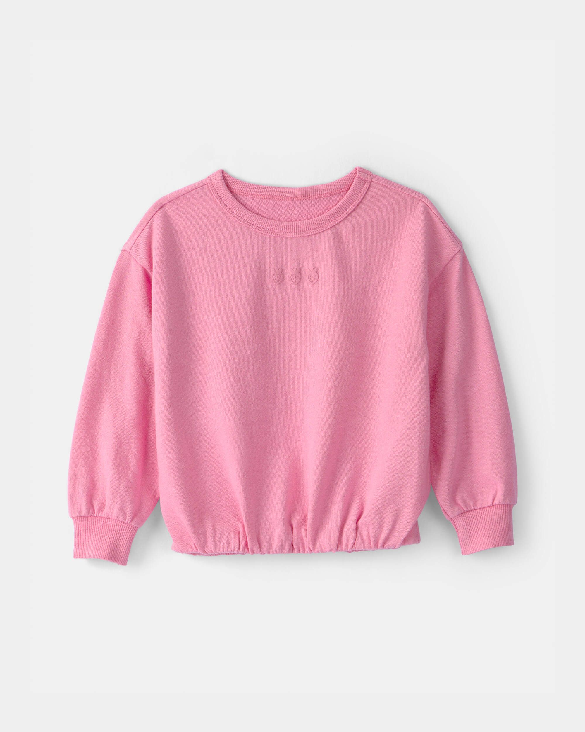 Toddler Girl Strawberry French Terry Pullover Sweatshirt - Pink