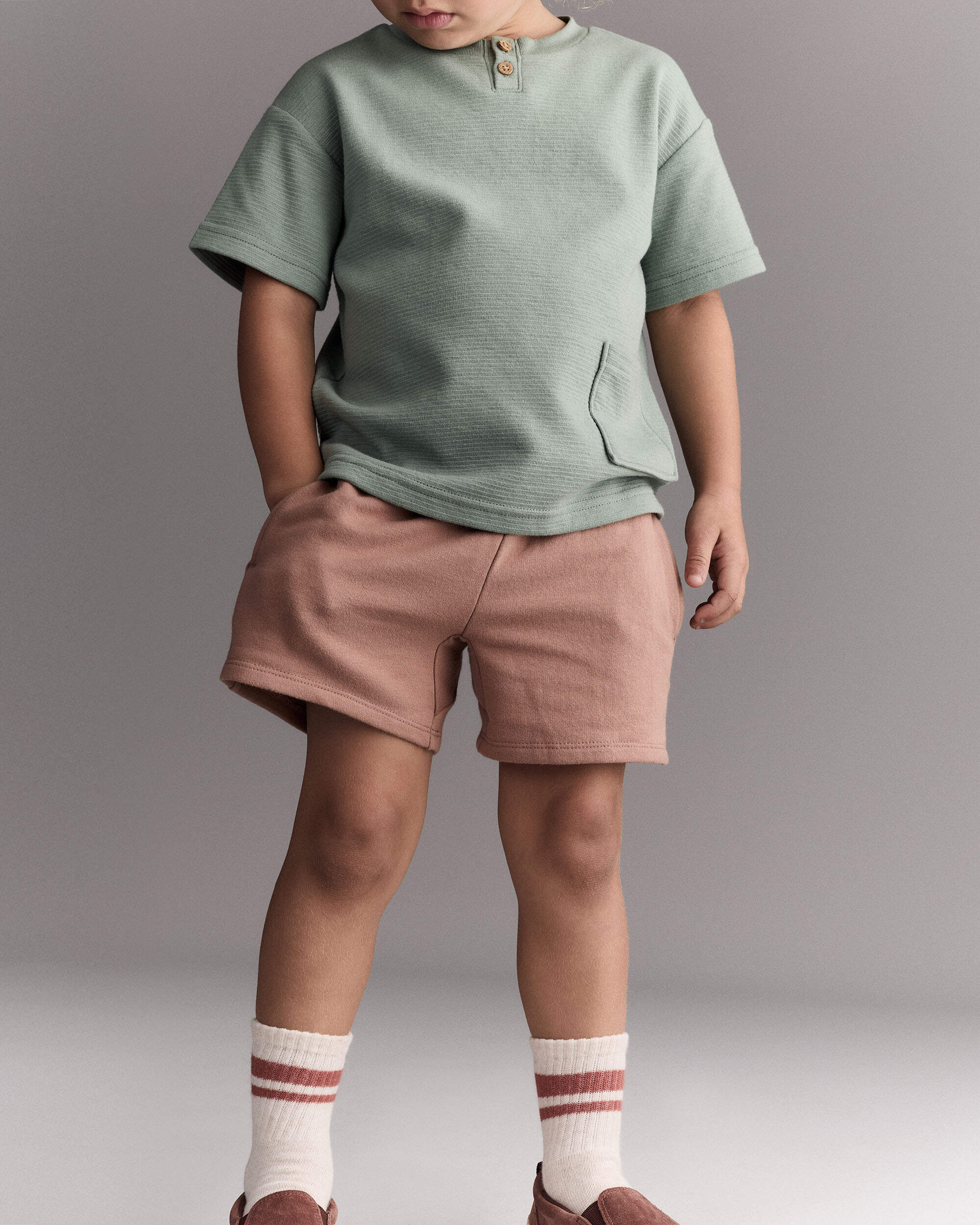 Toddler Boy Button-Front Tee with Pocket - Sage