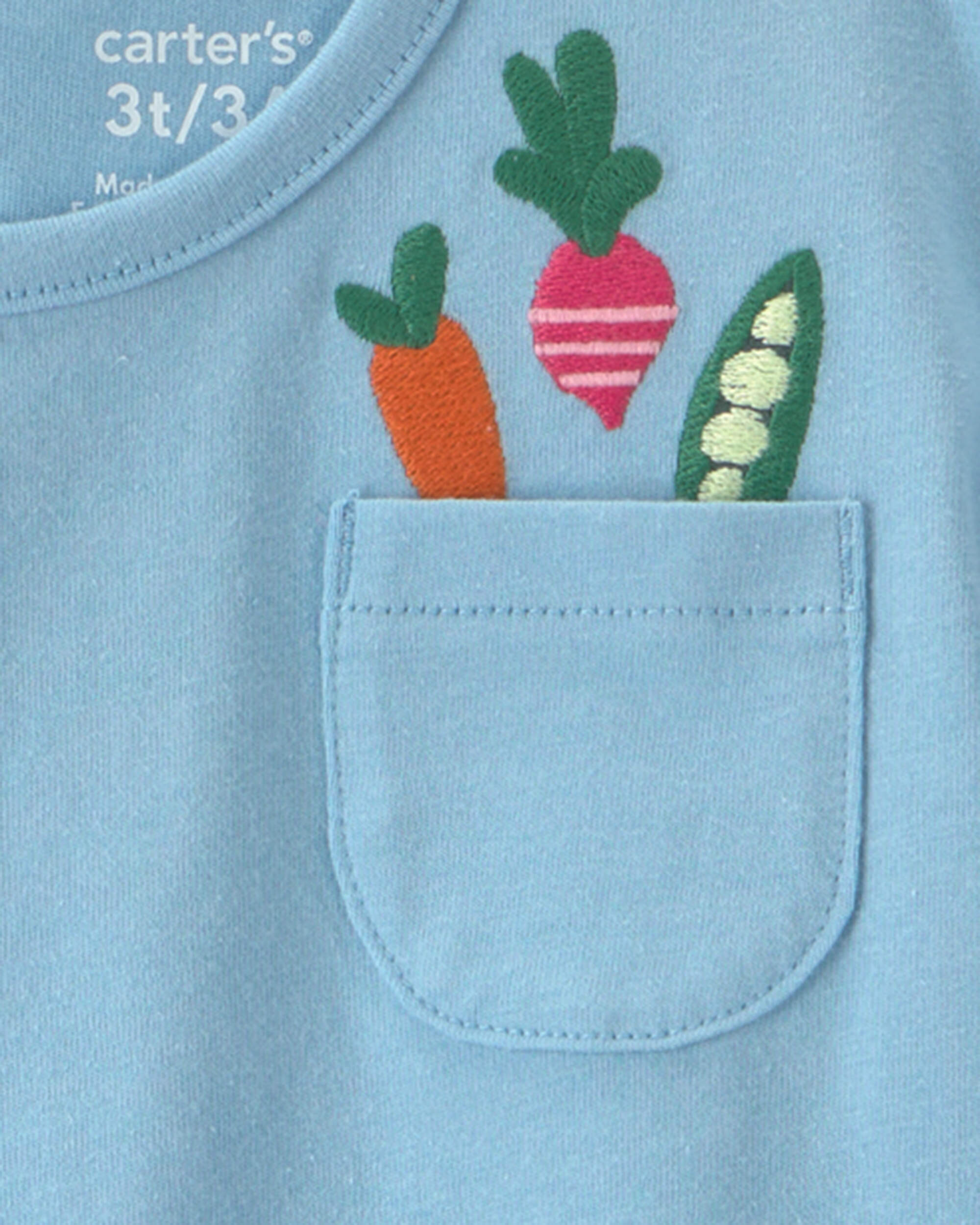 Toddler Girl Veggies Solid Short-Sleeve Top - Blue