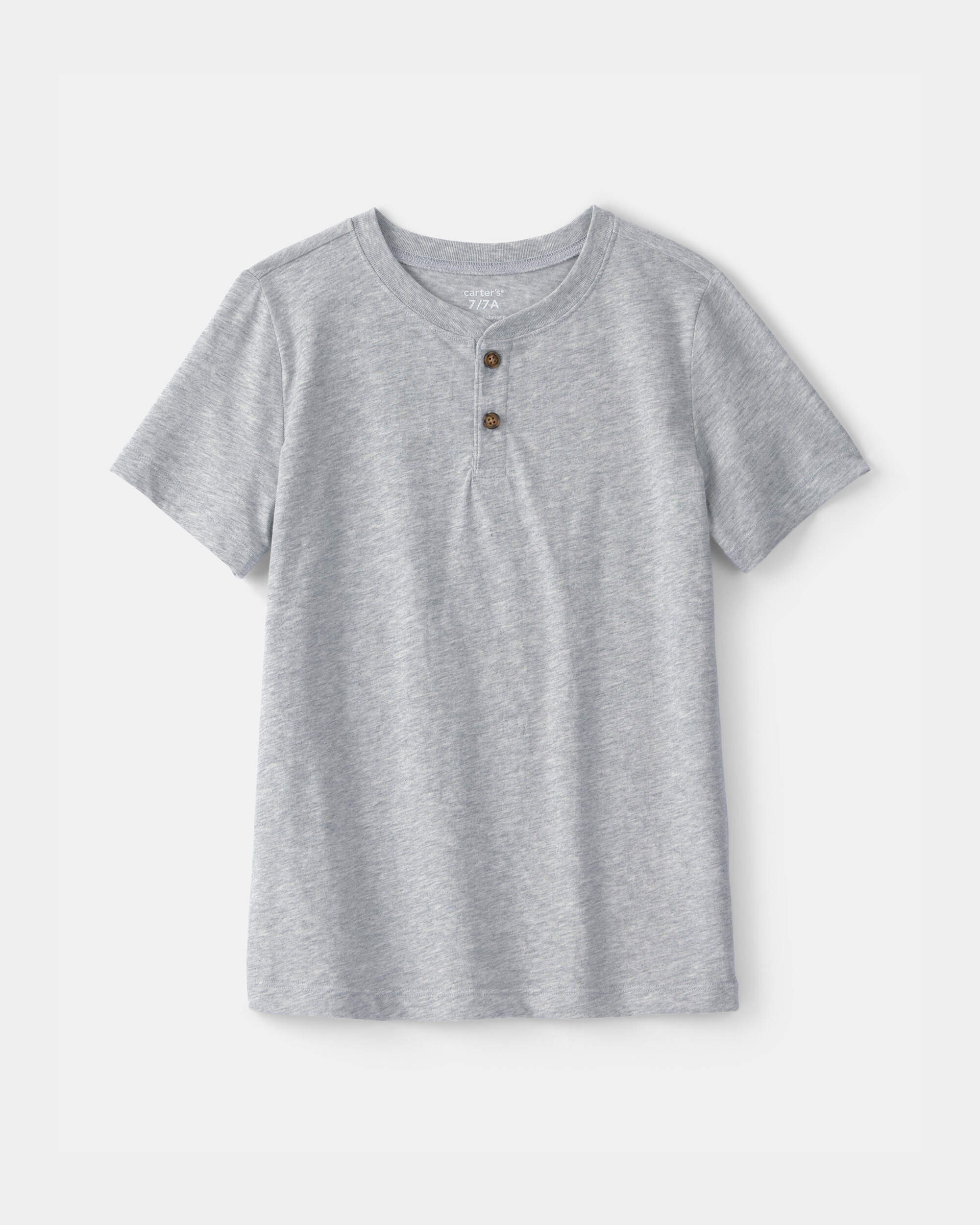 Kid Solid Henley T-Shirt - Grey