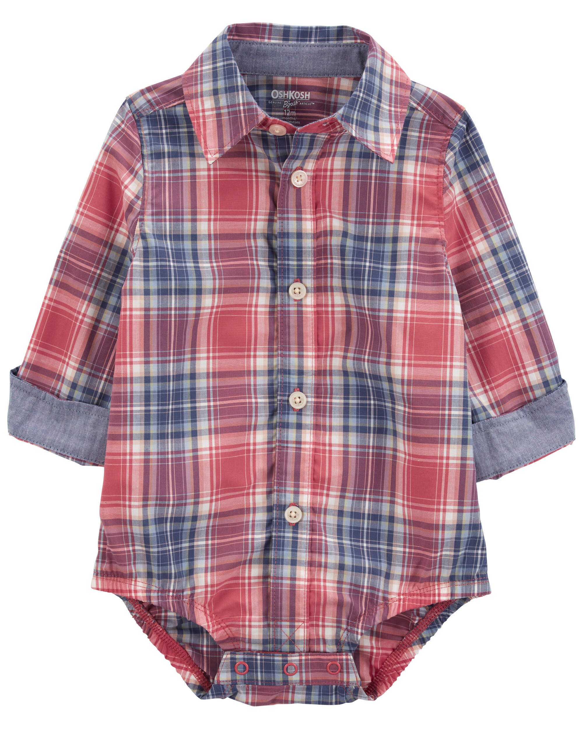 Baby Plaid Button-Front Bodysuit